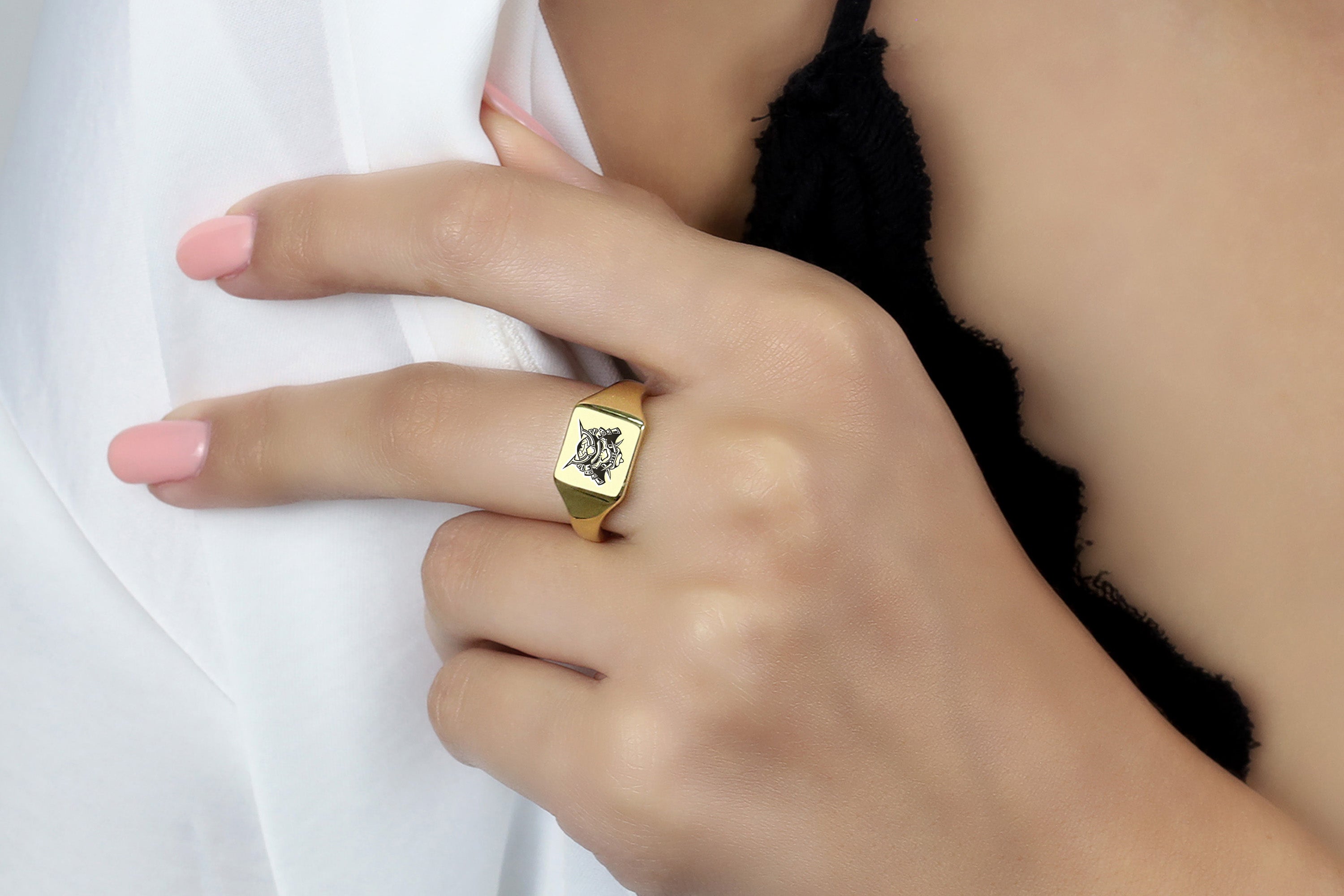 14k Gold Samurai Signet Ring