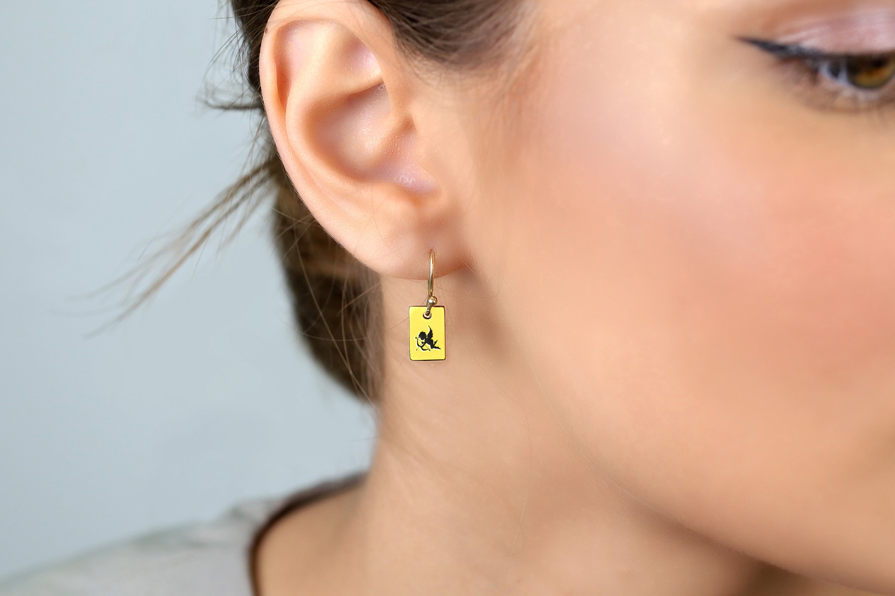 Cute Cupid Engraved Earrings