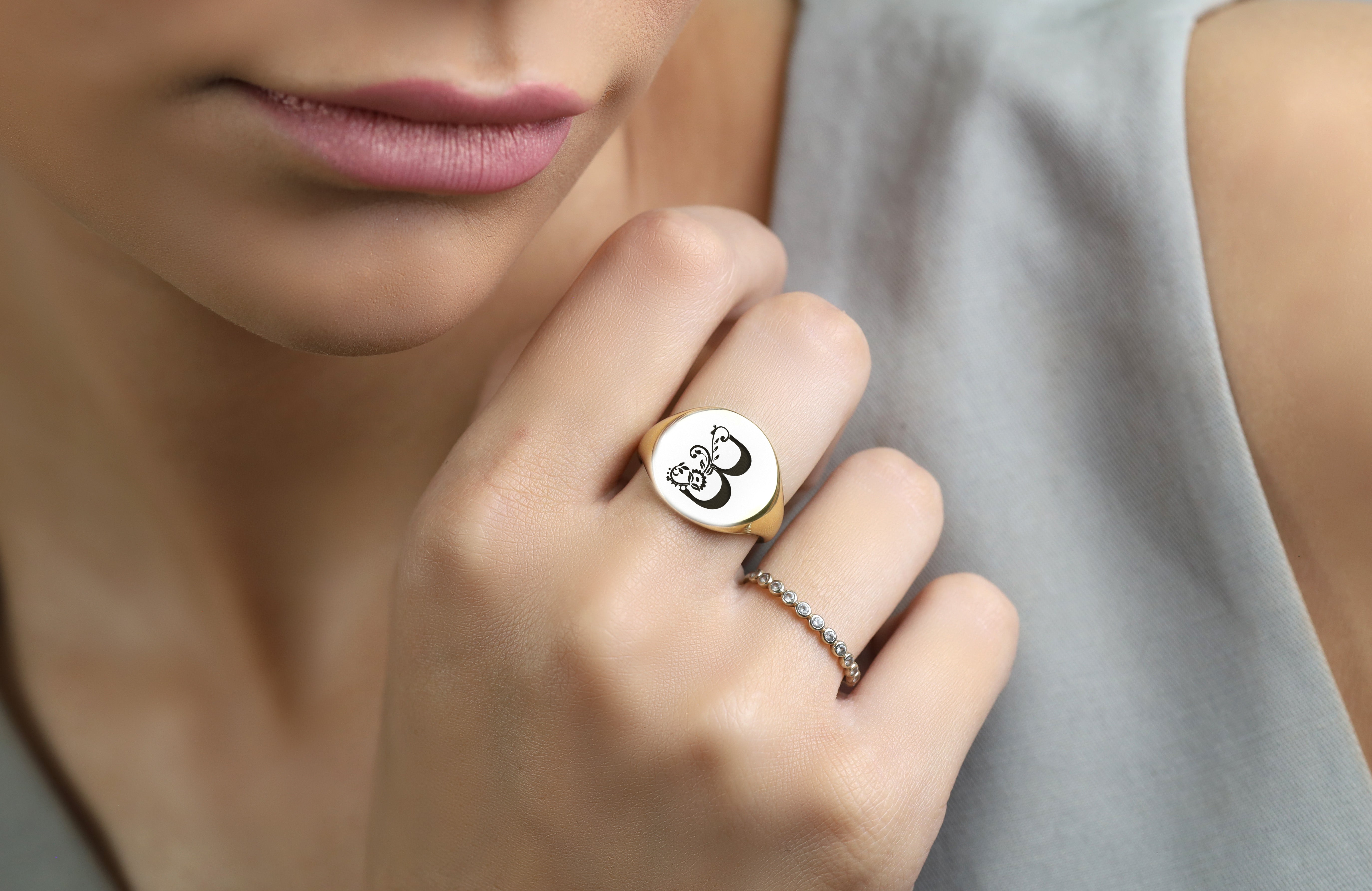 Personalized Name Initial Signet Ring