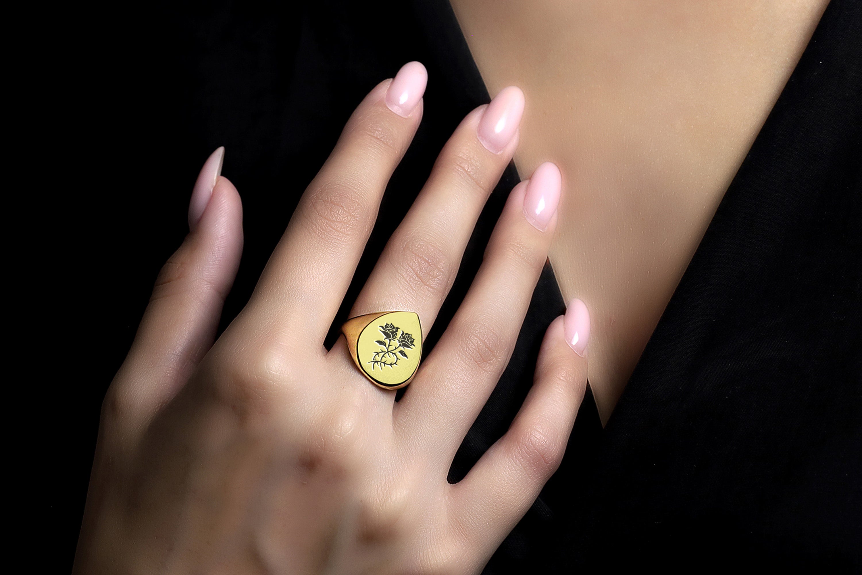 Custom Rose Signet Ring