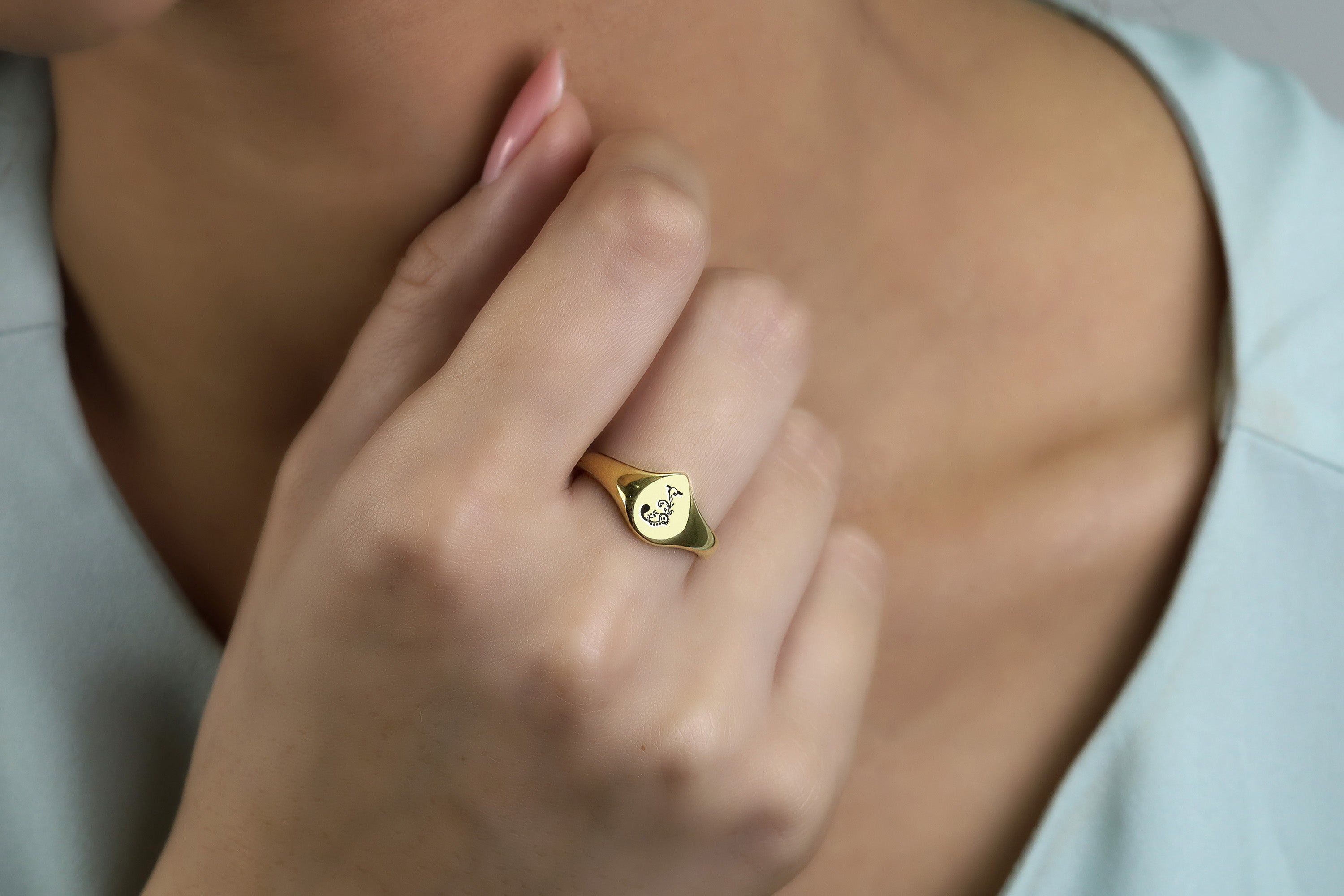 Engraved Name Initials Ring