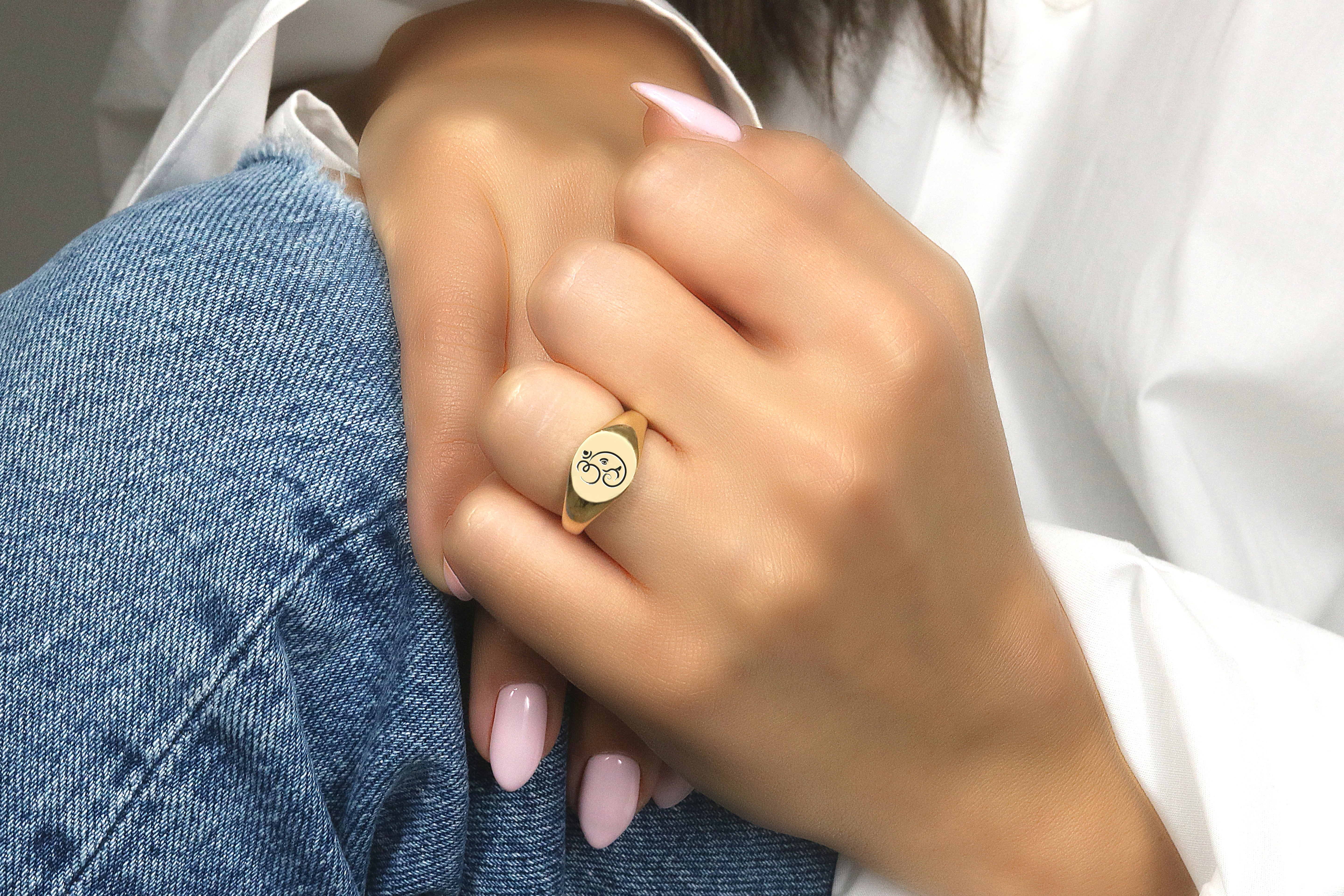 Engraved Ganesha Signet Ring