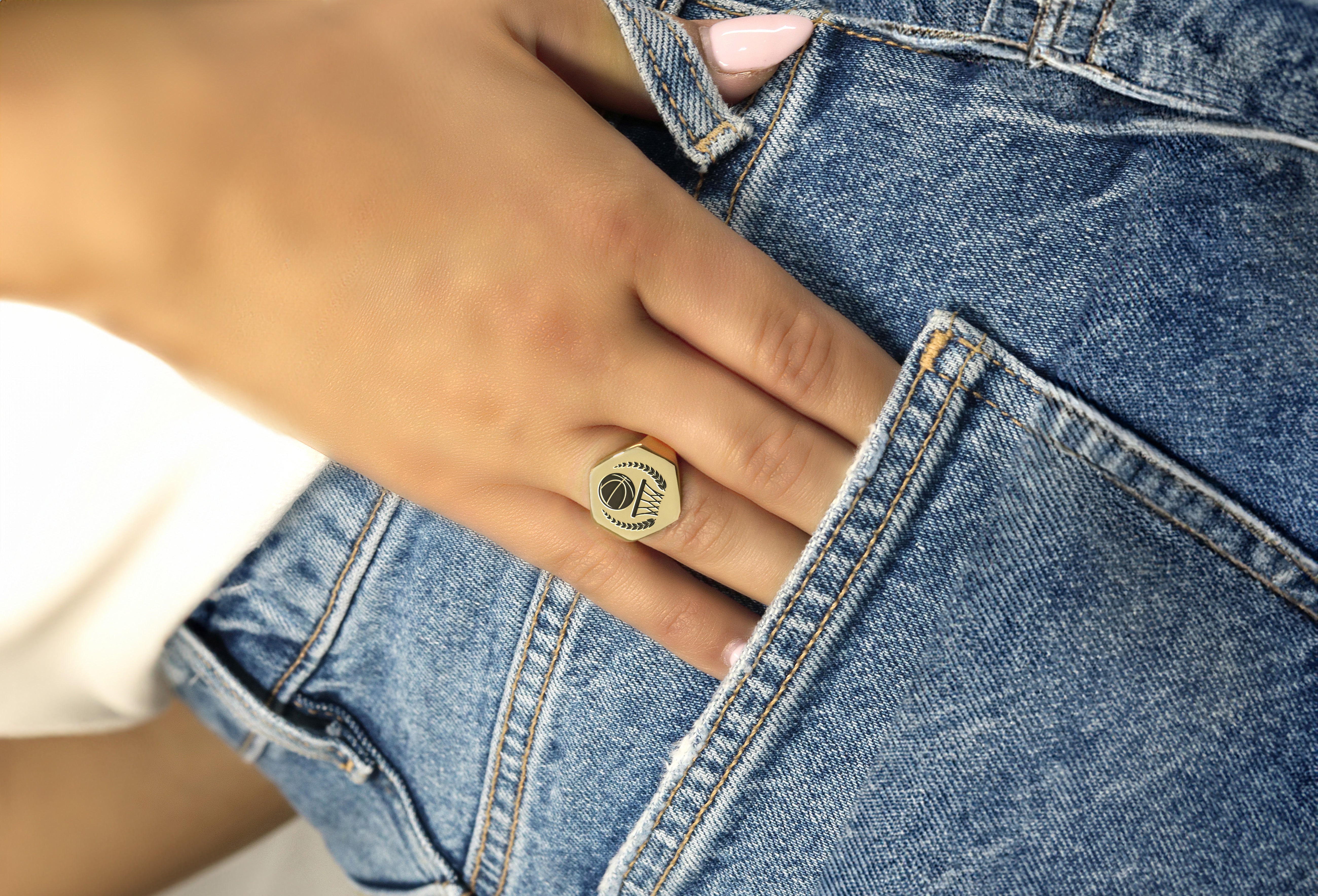 Engraved Basketball Ring