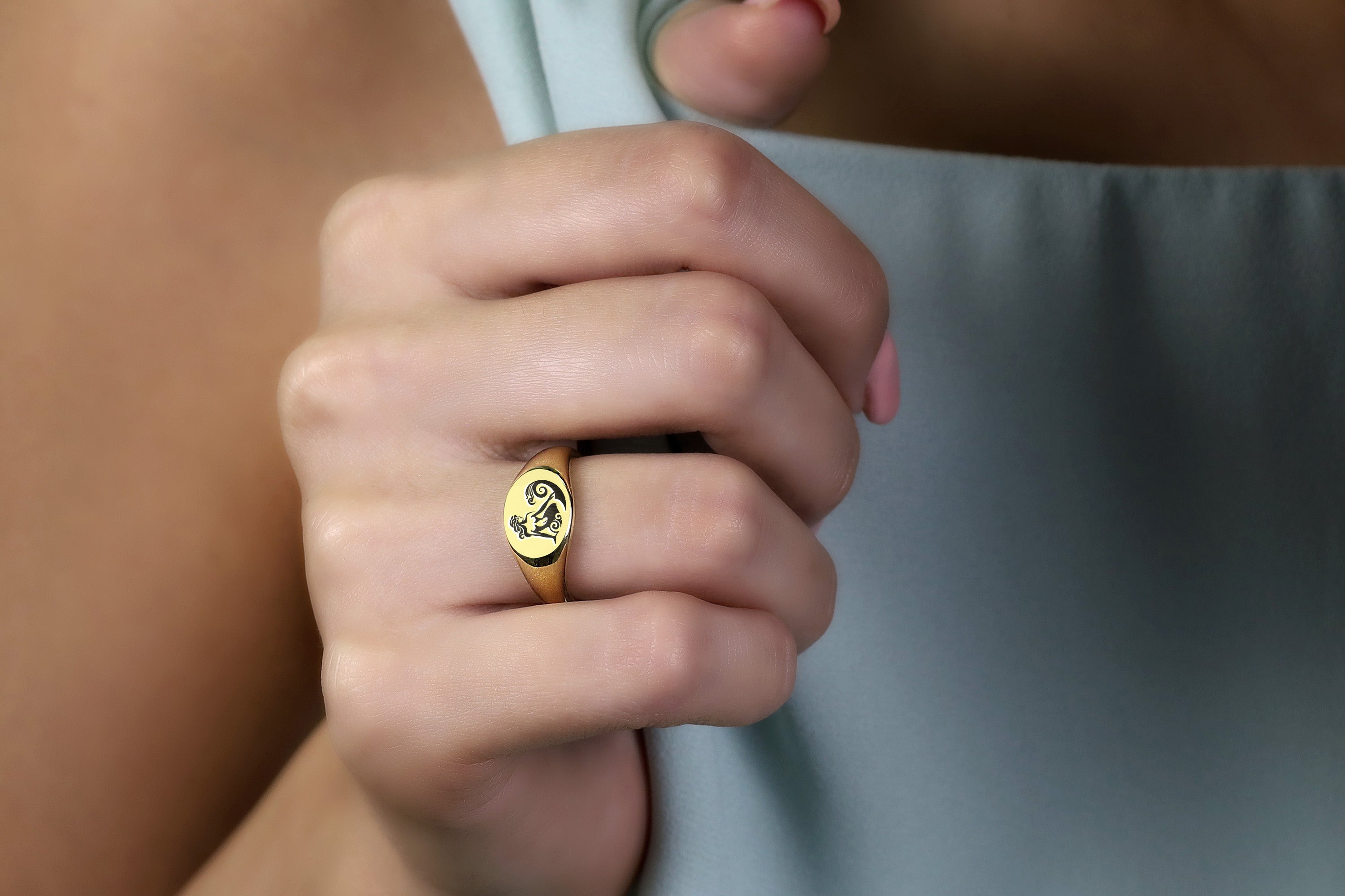 14k Gold Mermaid Signet Ring