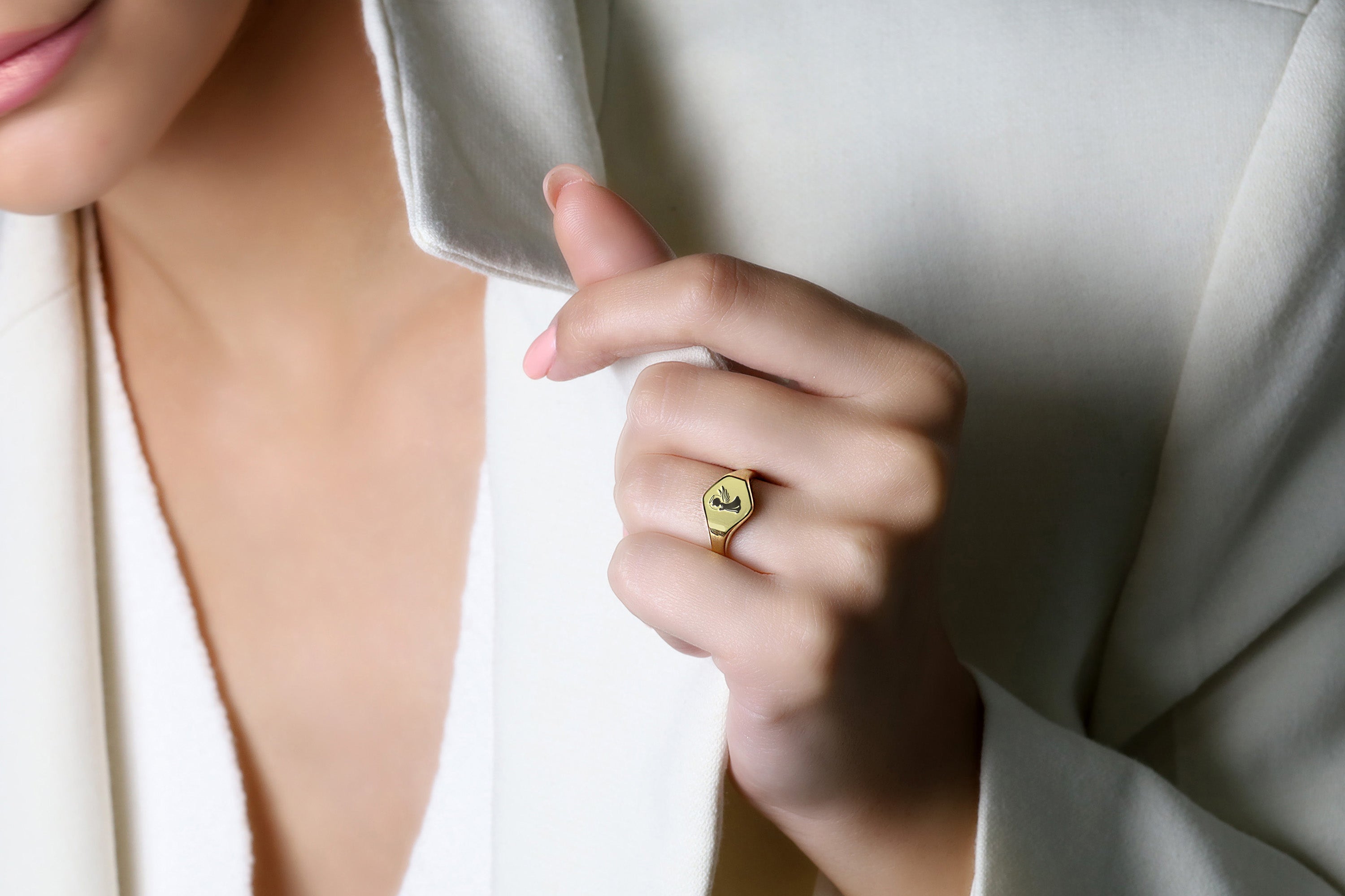 Engraved Cupid Signet Ring