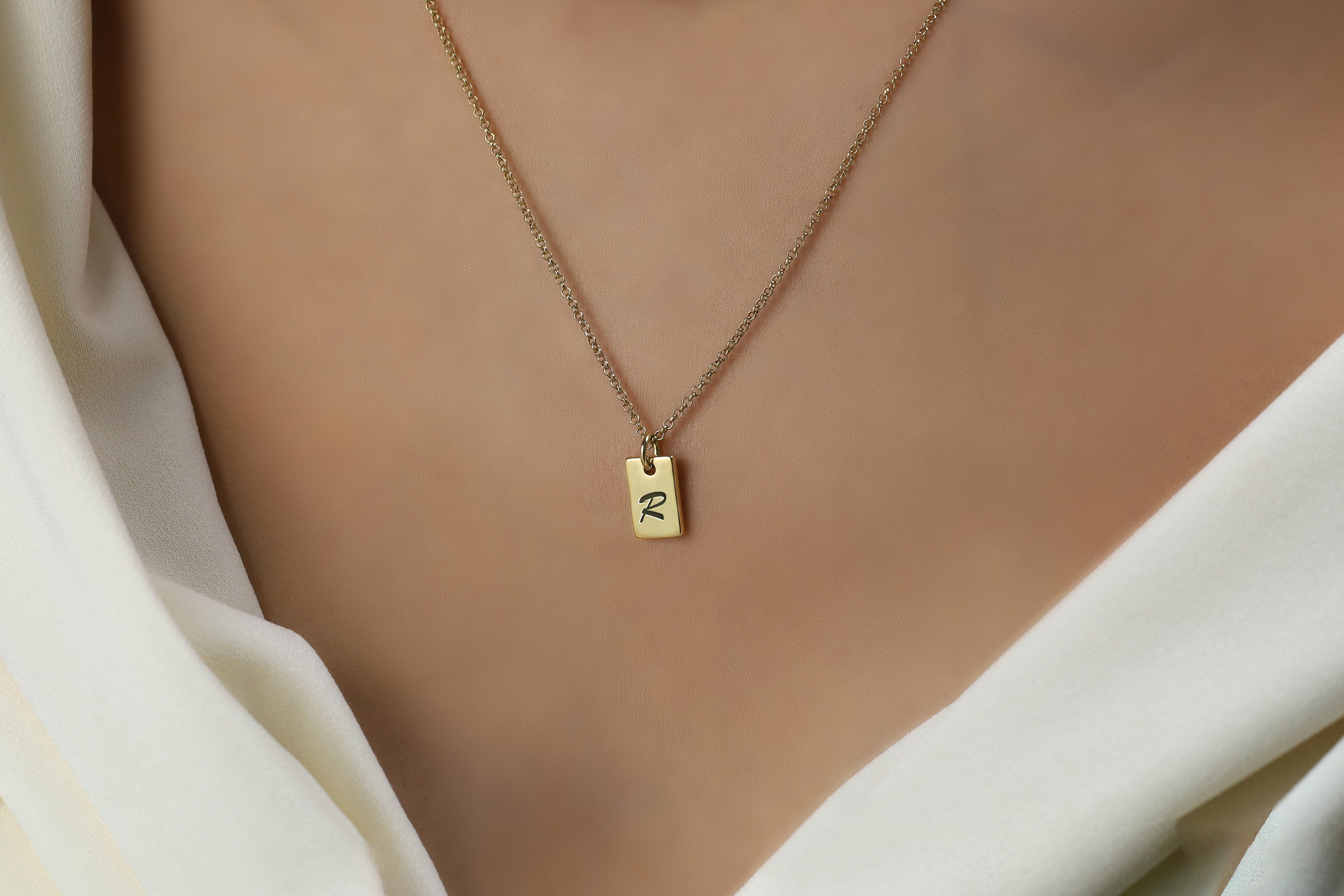 Brushed Font Letter Necklace