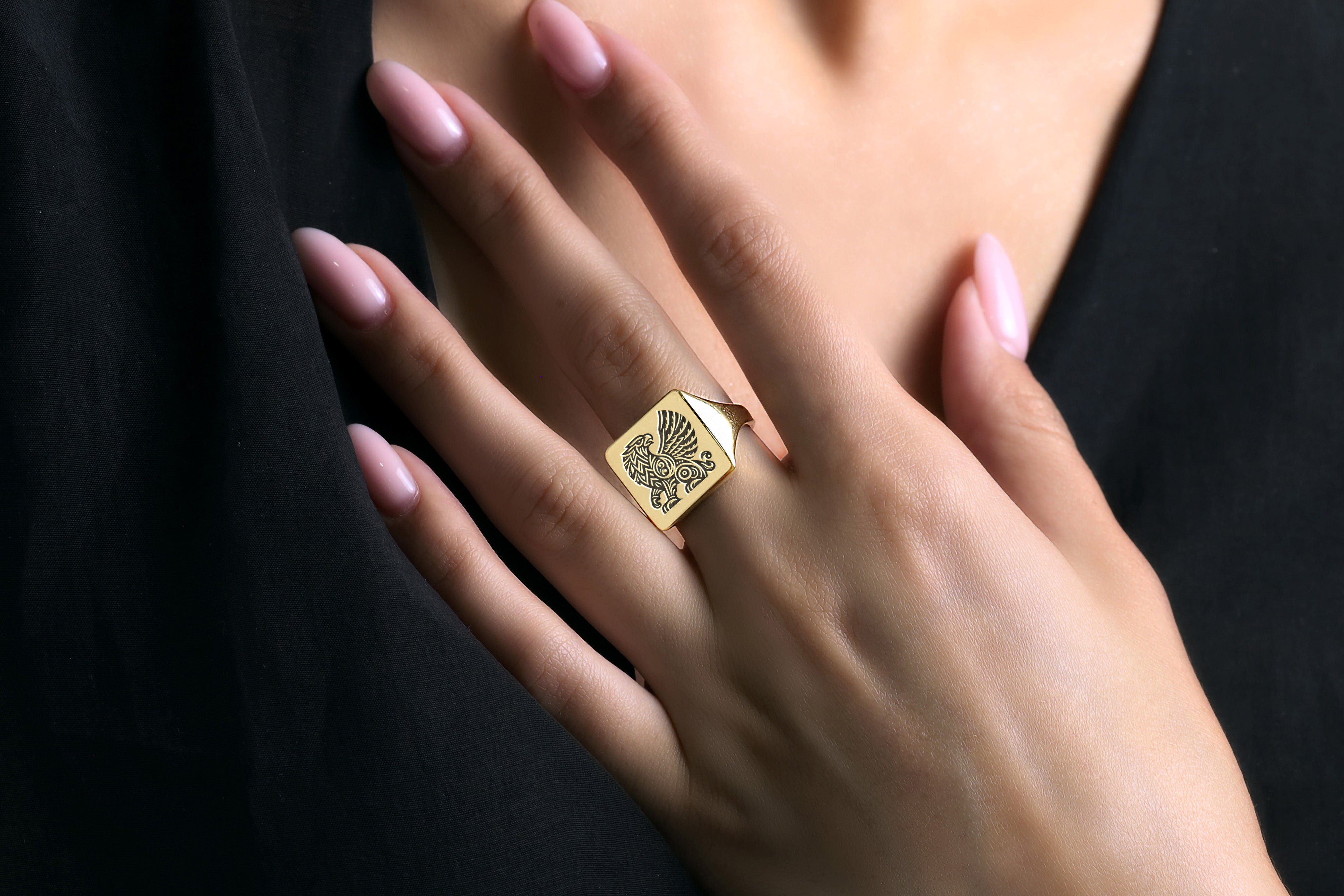 24k Gold Griffin Signet Ring
