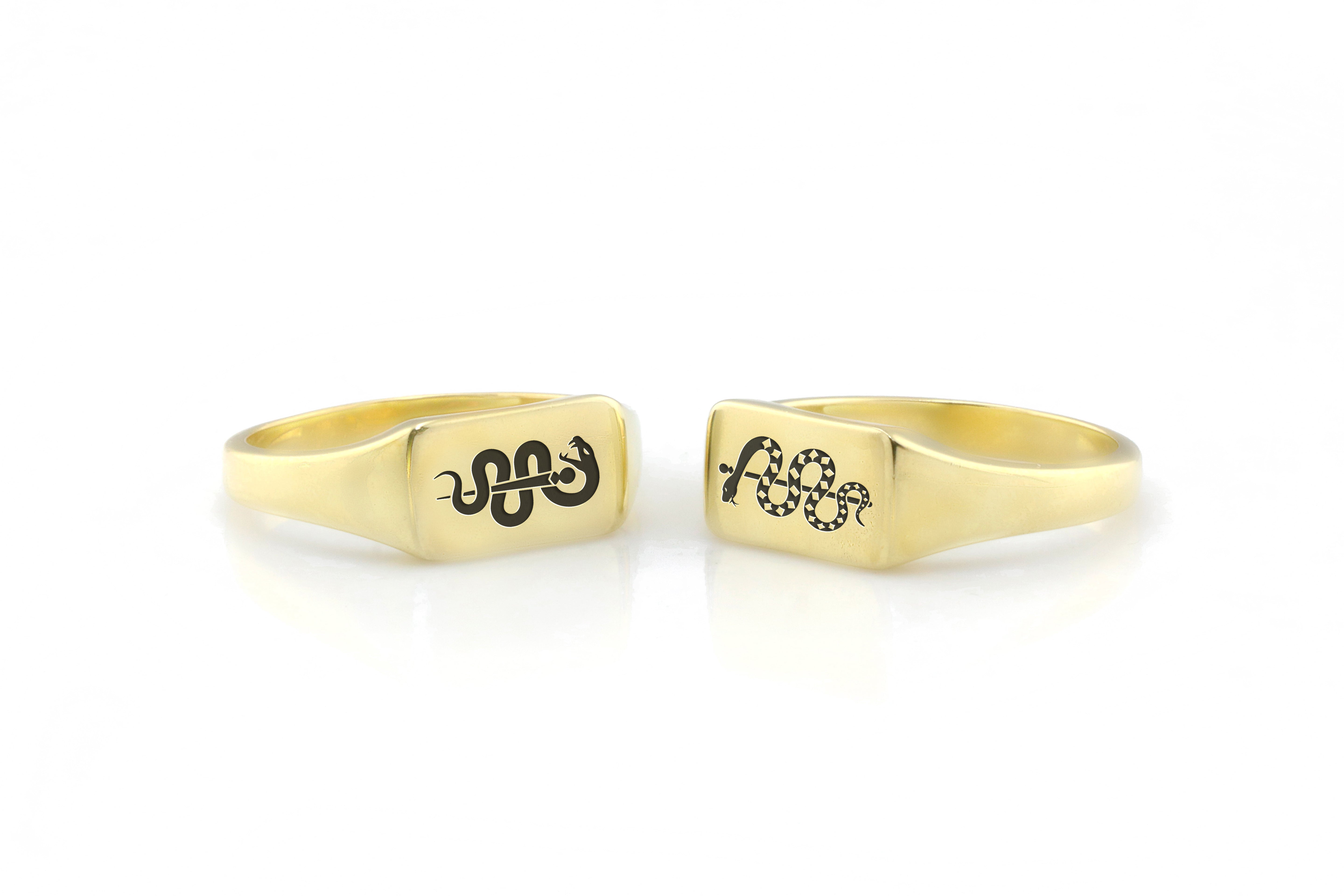 Snake Engraving Rectangle Ring