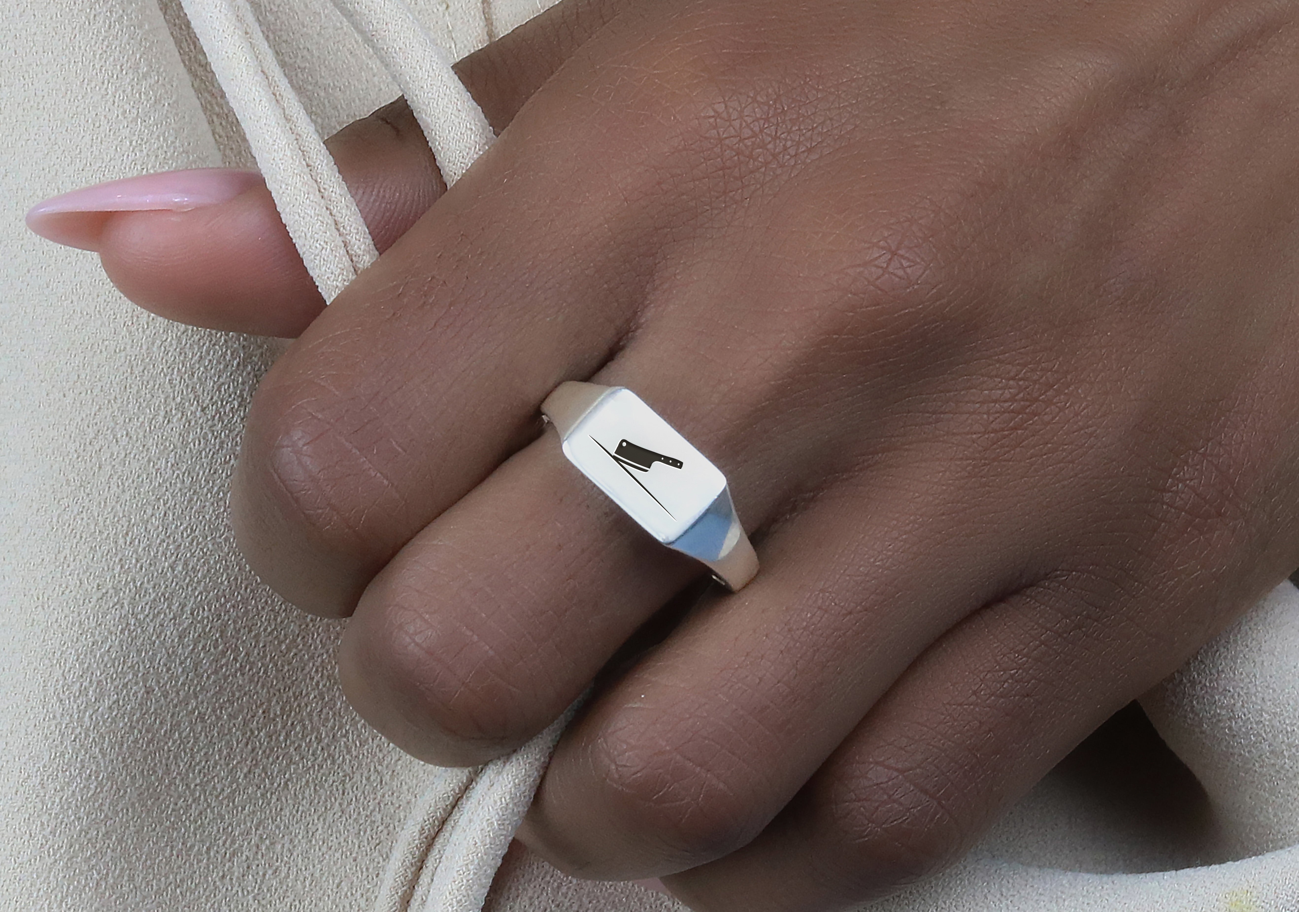 Butcher Knife Gold Signet Ring