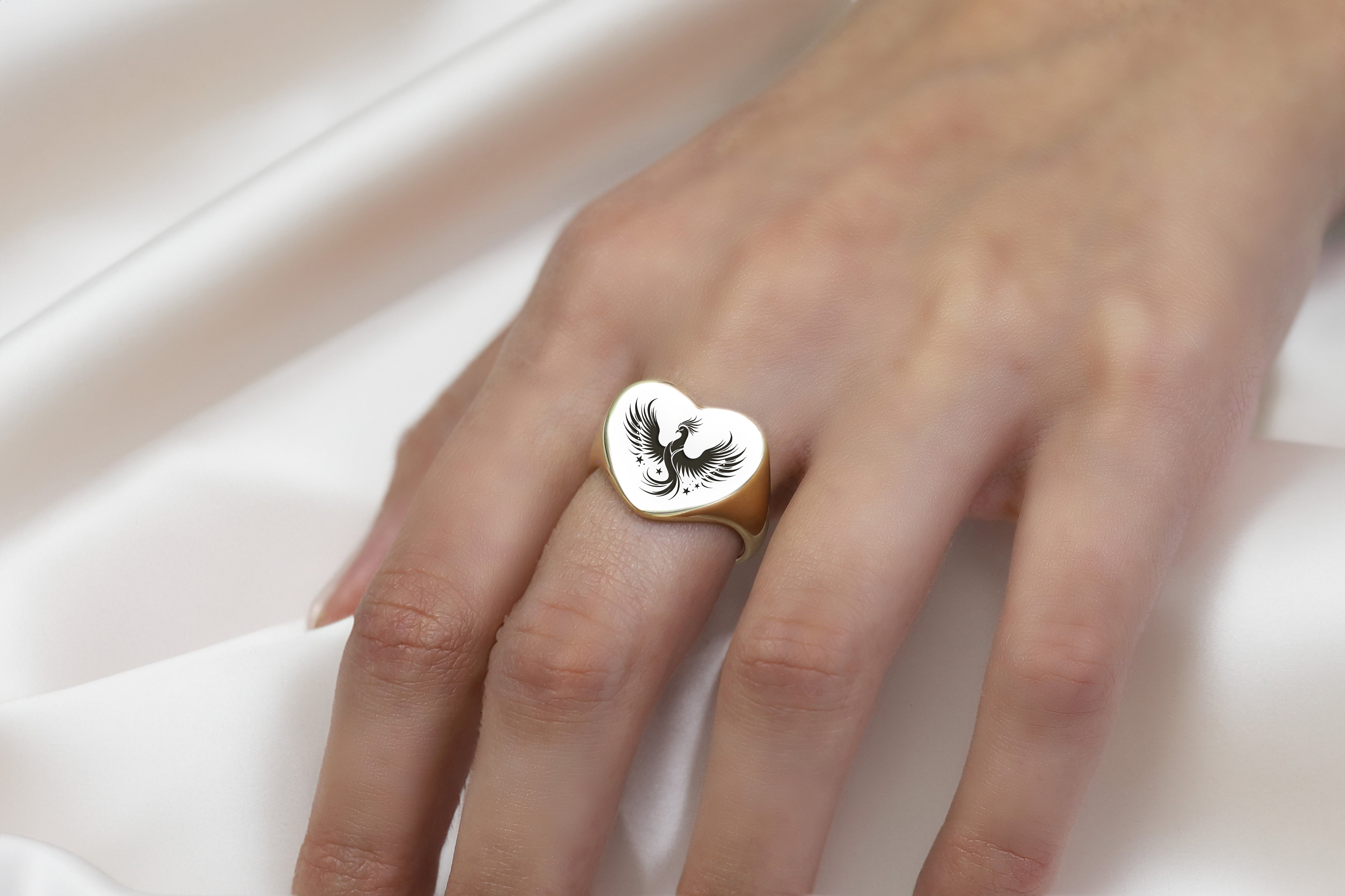 14k Gold Phoenix Signet Ring