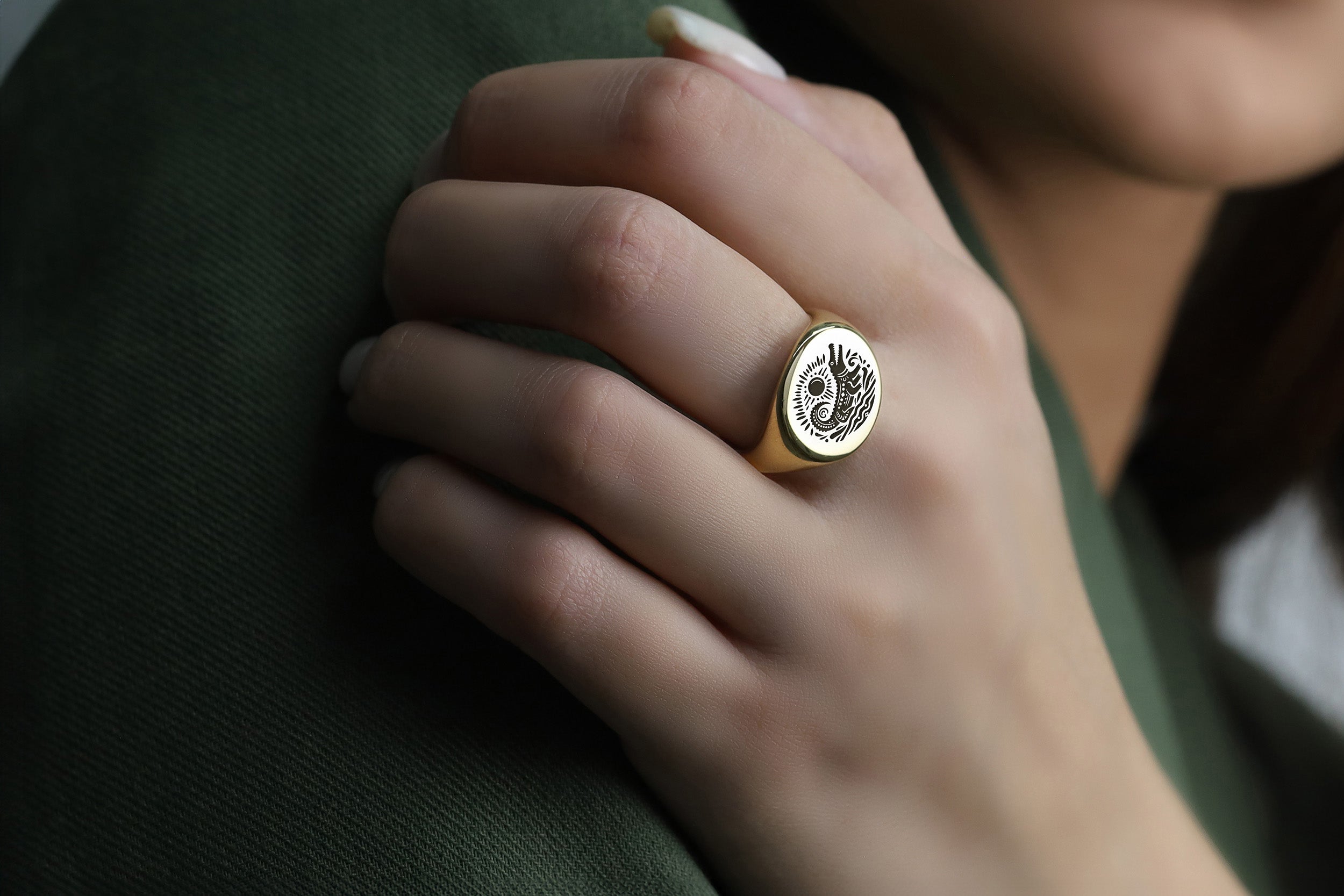 Engraved Alligator Ring