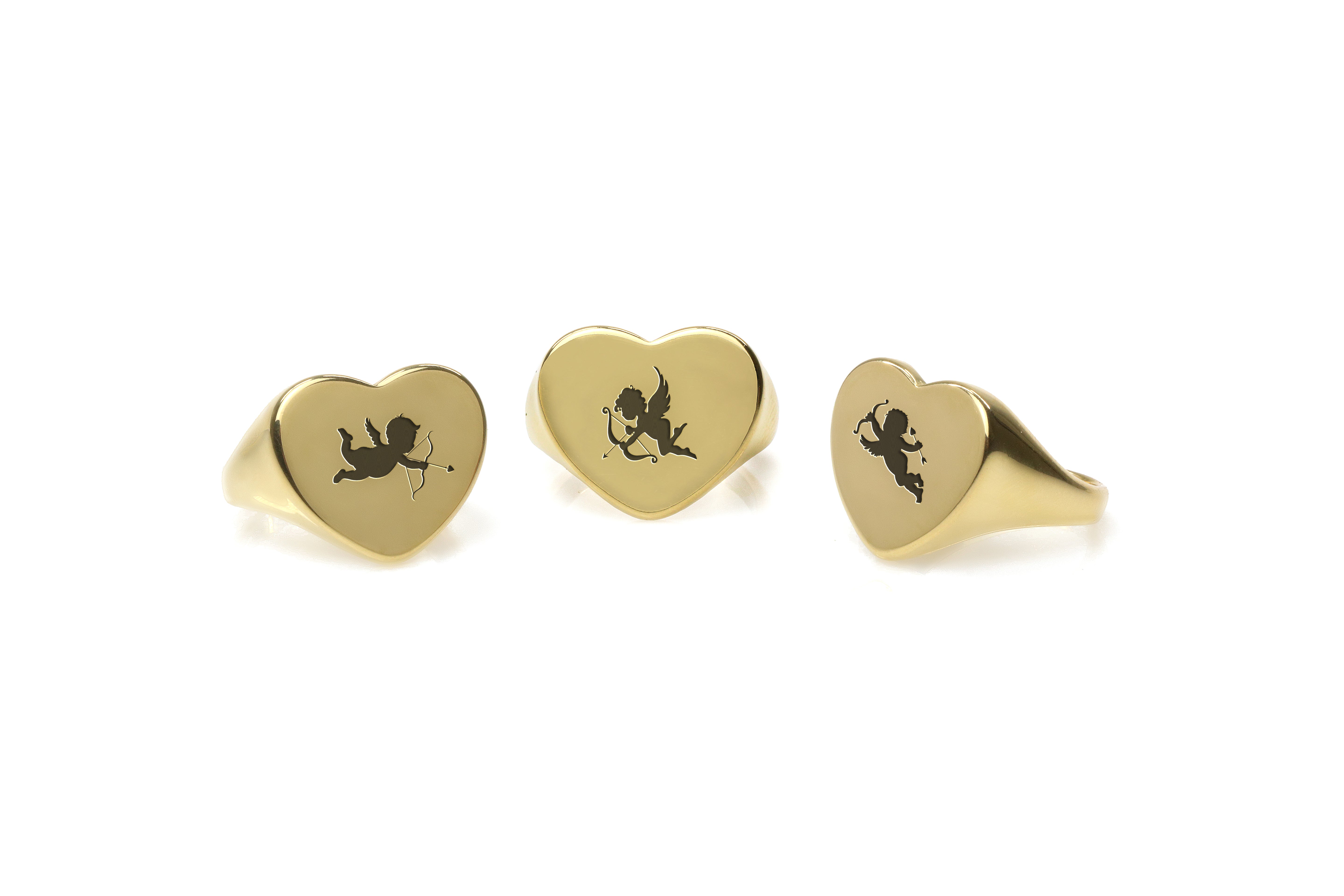 Gold Cupid Signet Ring
