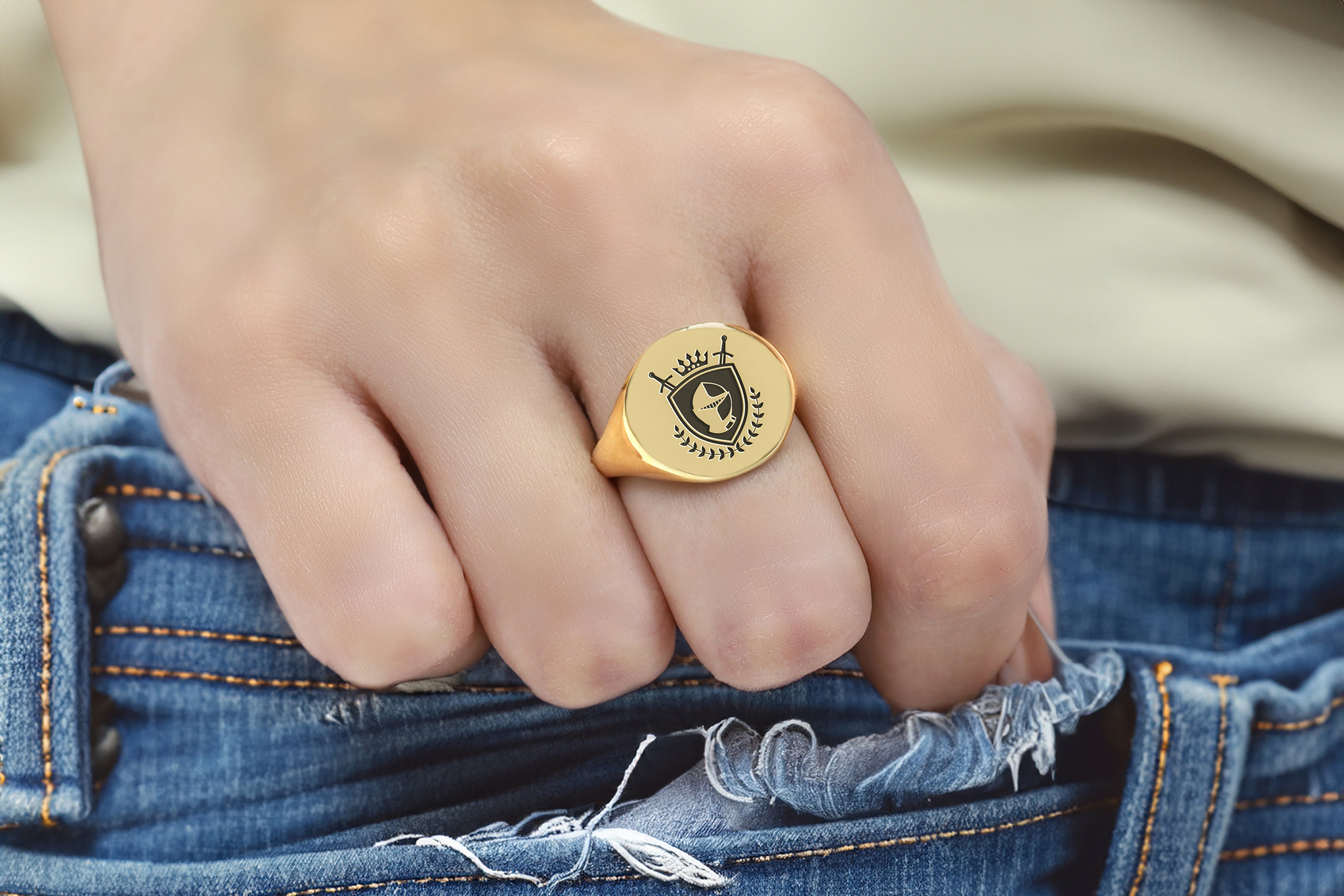 Engraved Royal Knight Signet Ring