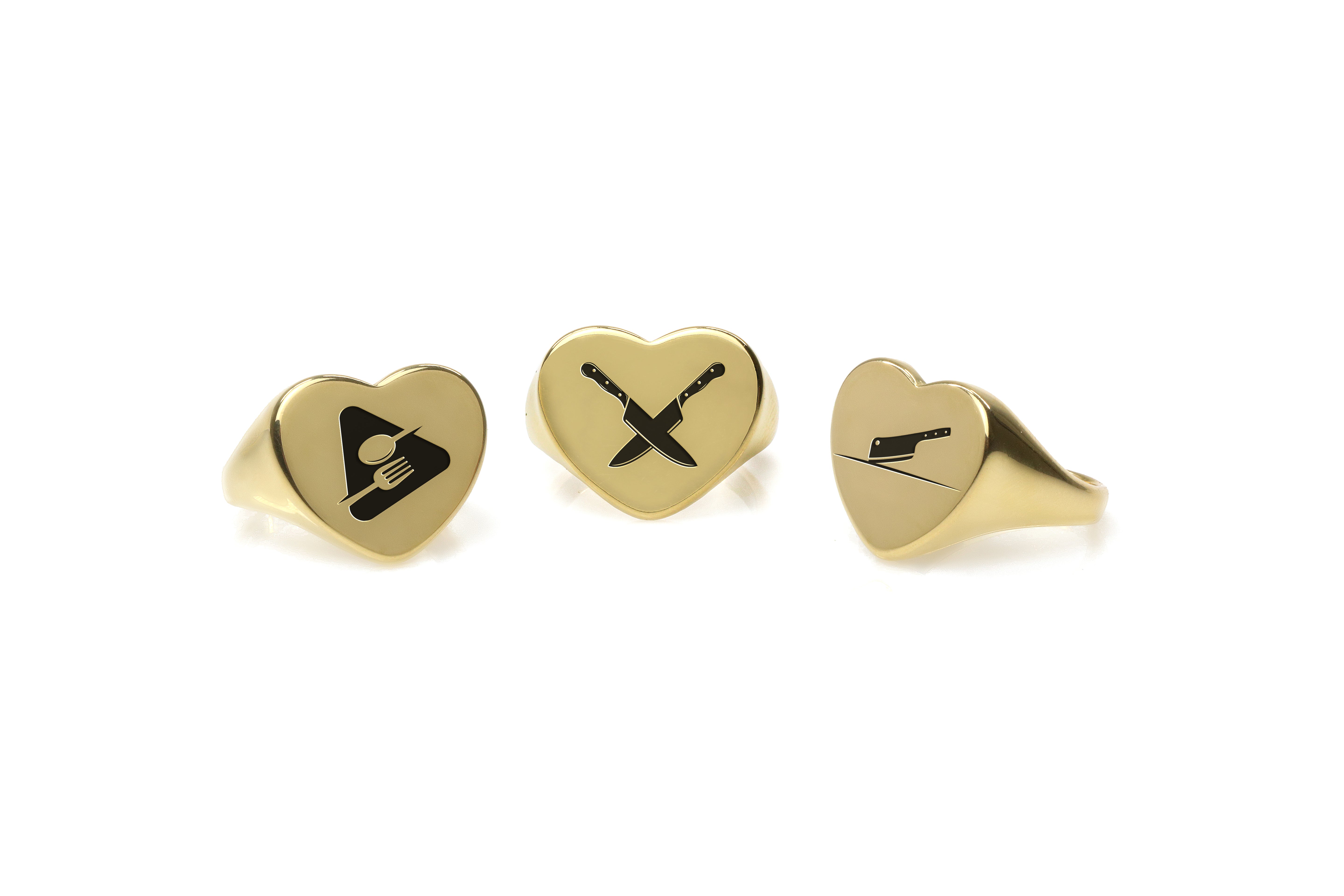 Chef Knife Gold Signet Ring