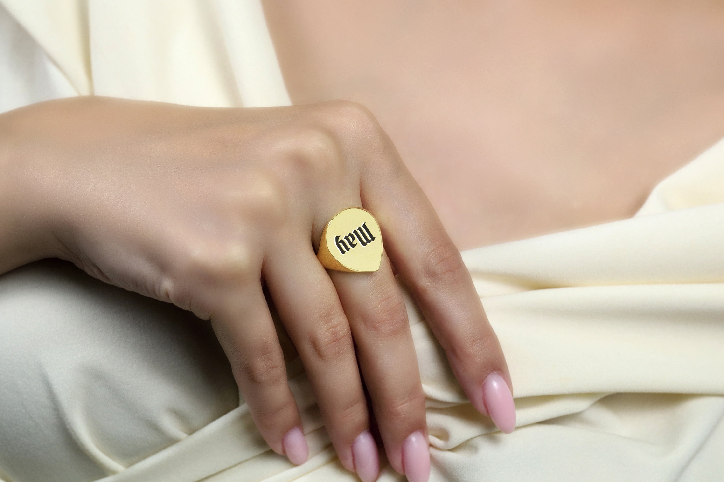 14k Gold Name Signet Ring