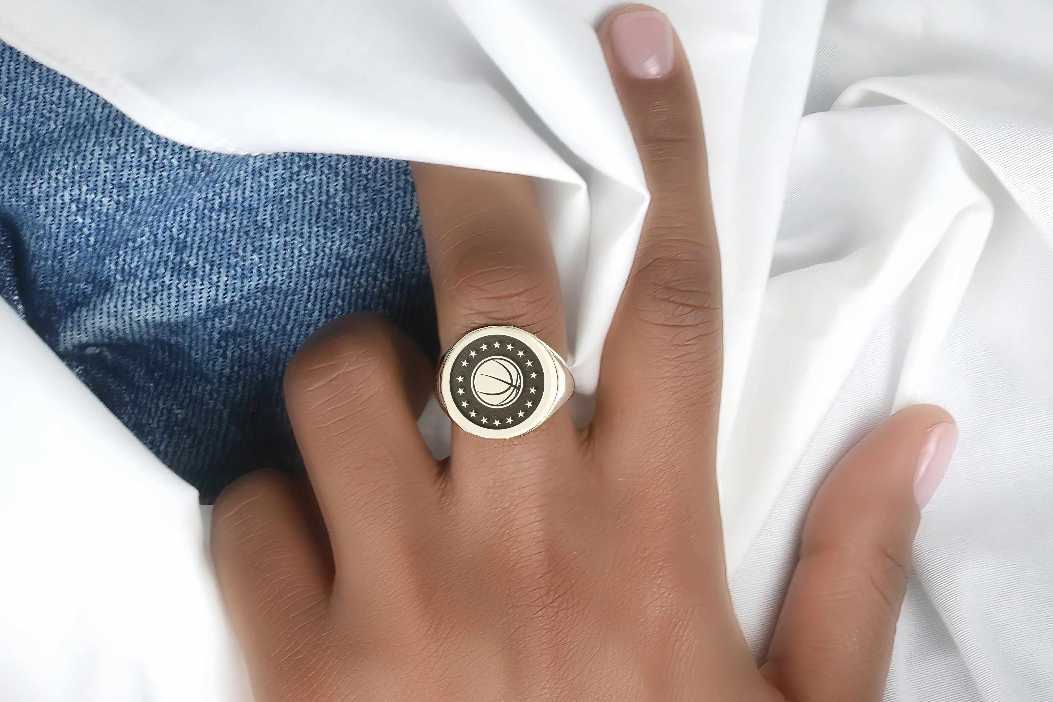 Basketball Embossed Ring