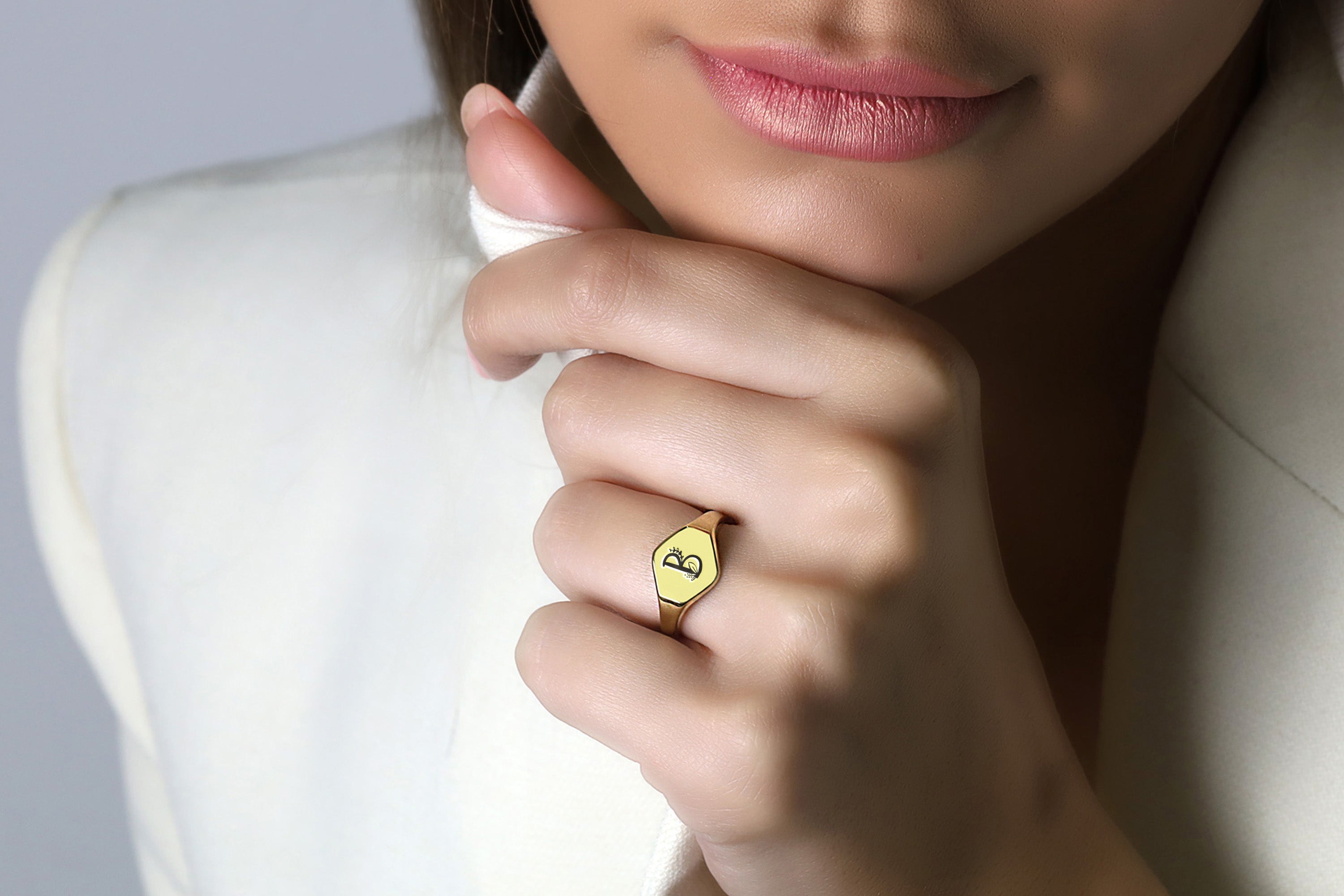 Engraved Letter Signet Ring