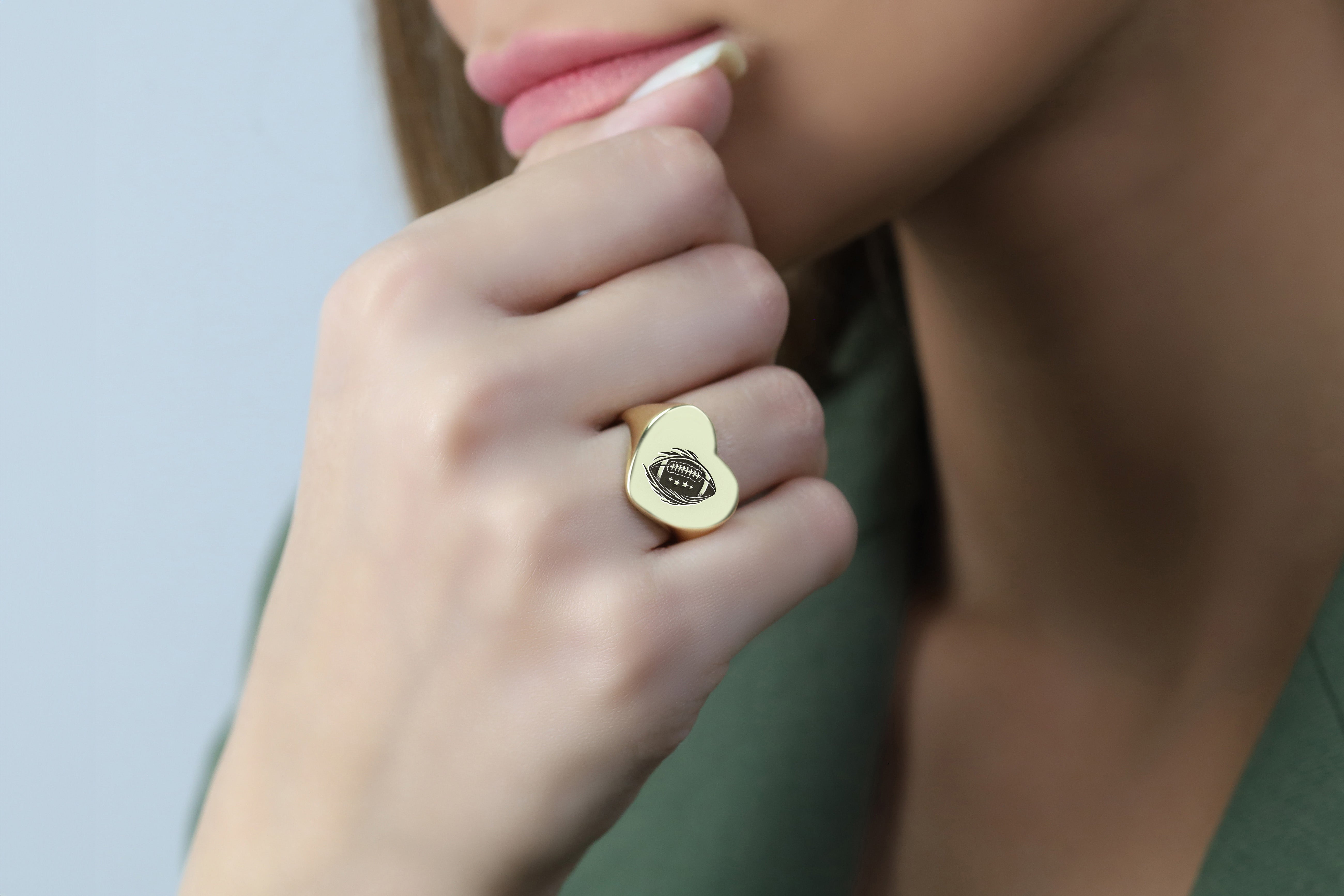 Engraved Football Signet Ring