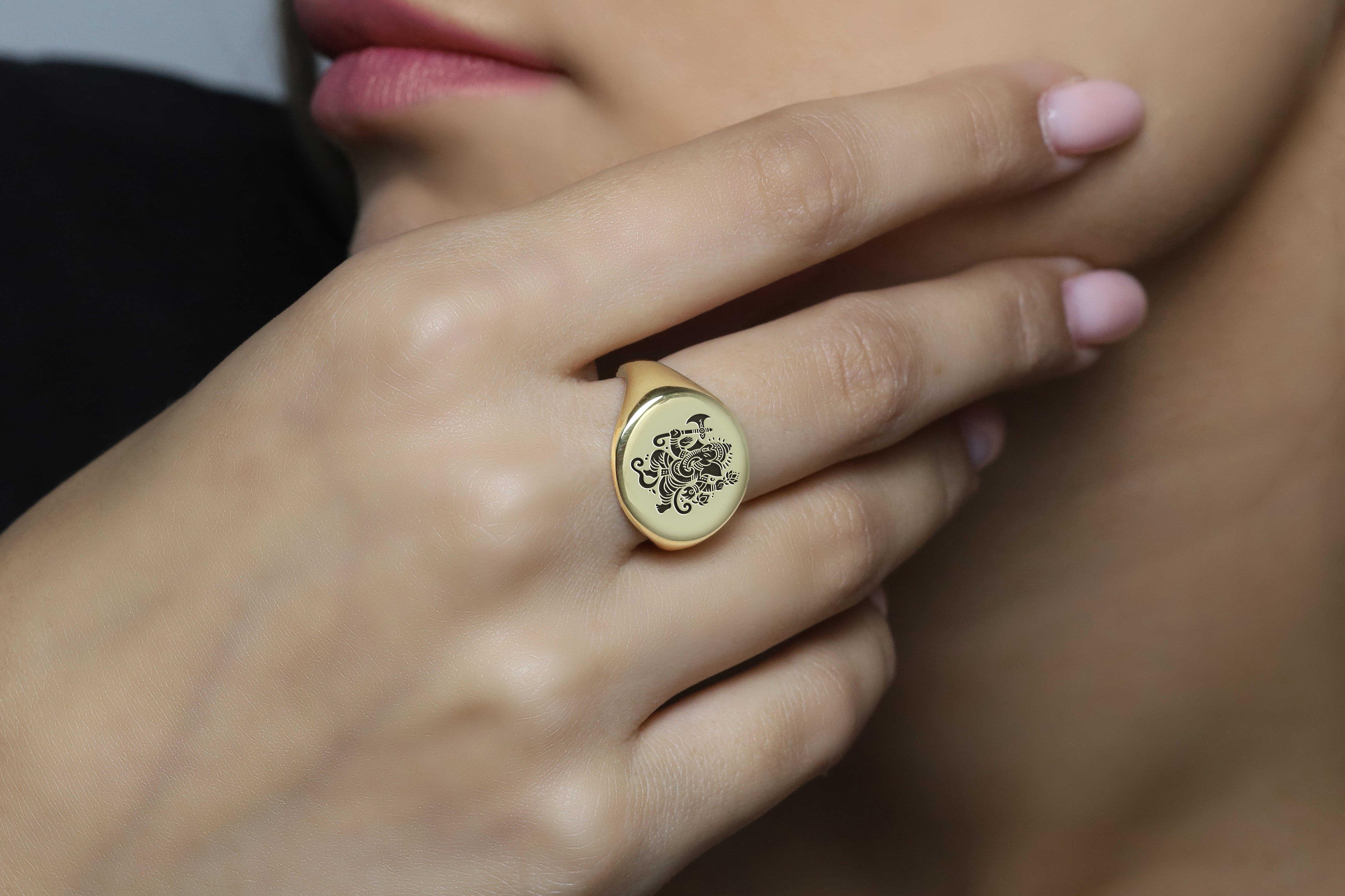 Engraved Hindu Signet Ring
