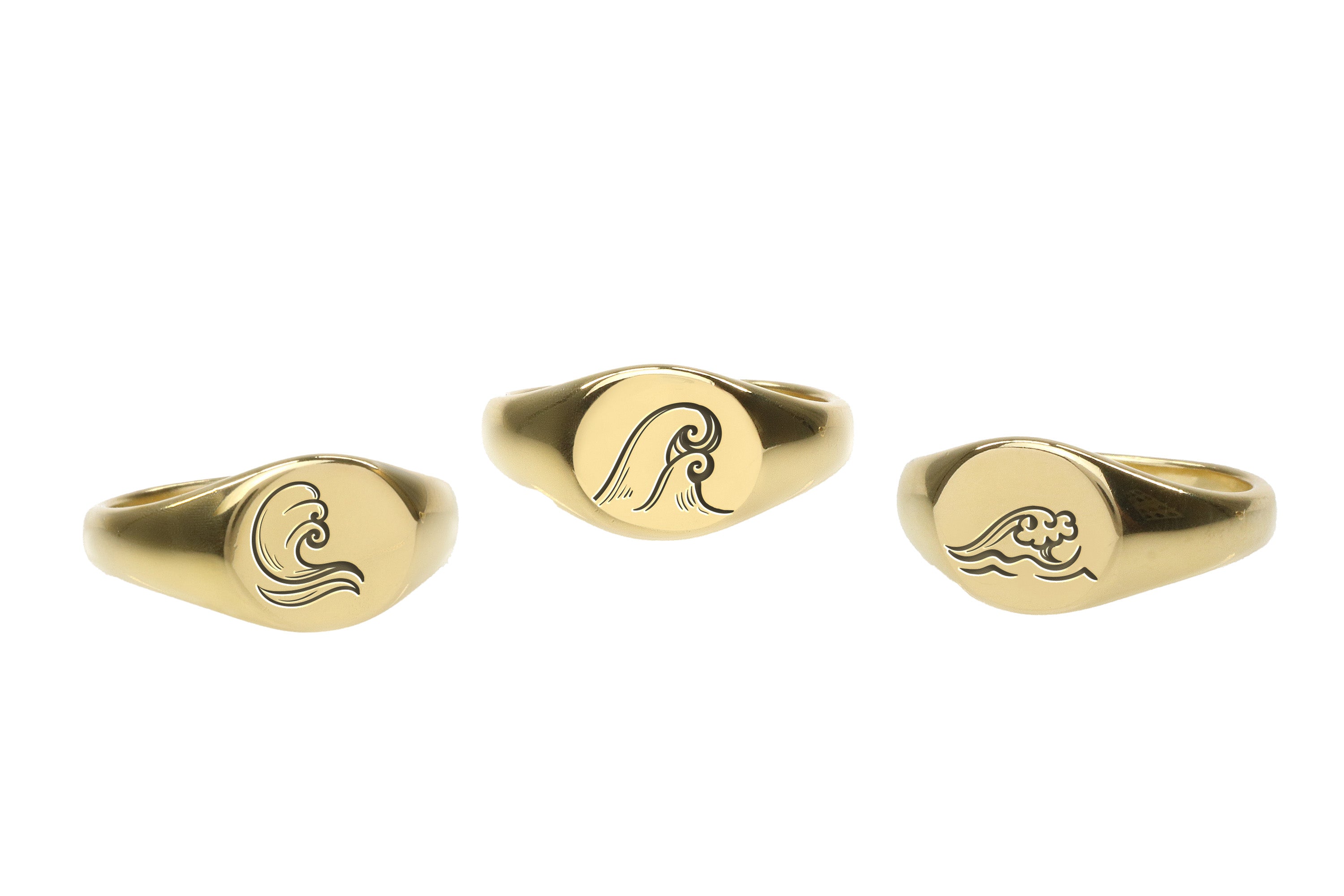 Gold Wave Signet Ring