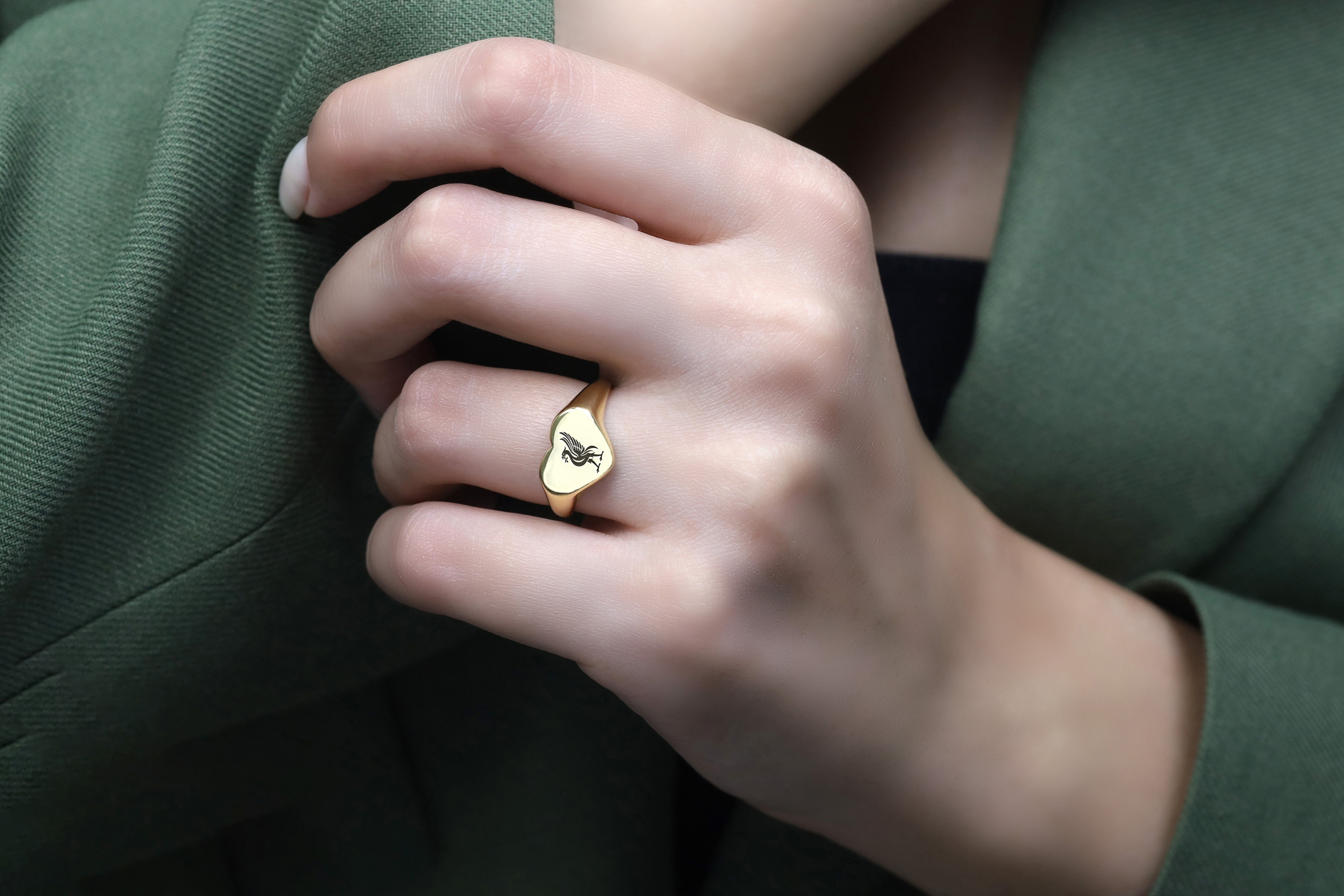 Heraldic Cormorant Signet Ring
