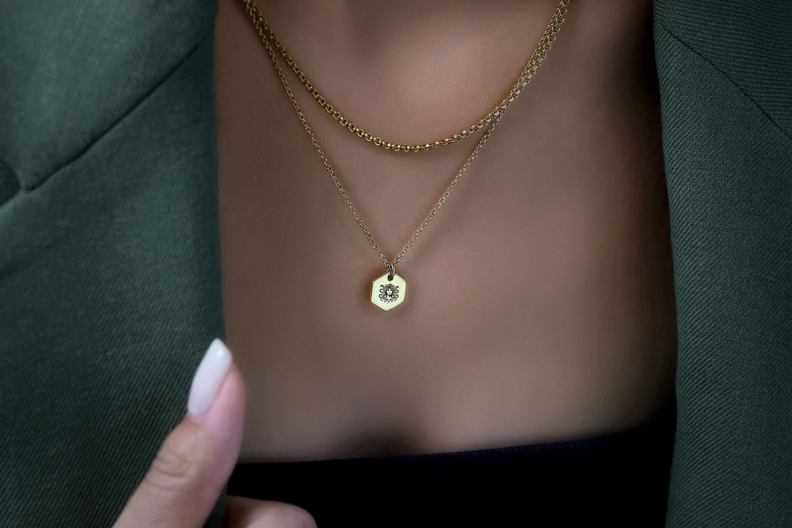 Engraved Medusa Necklace