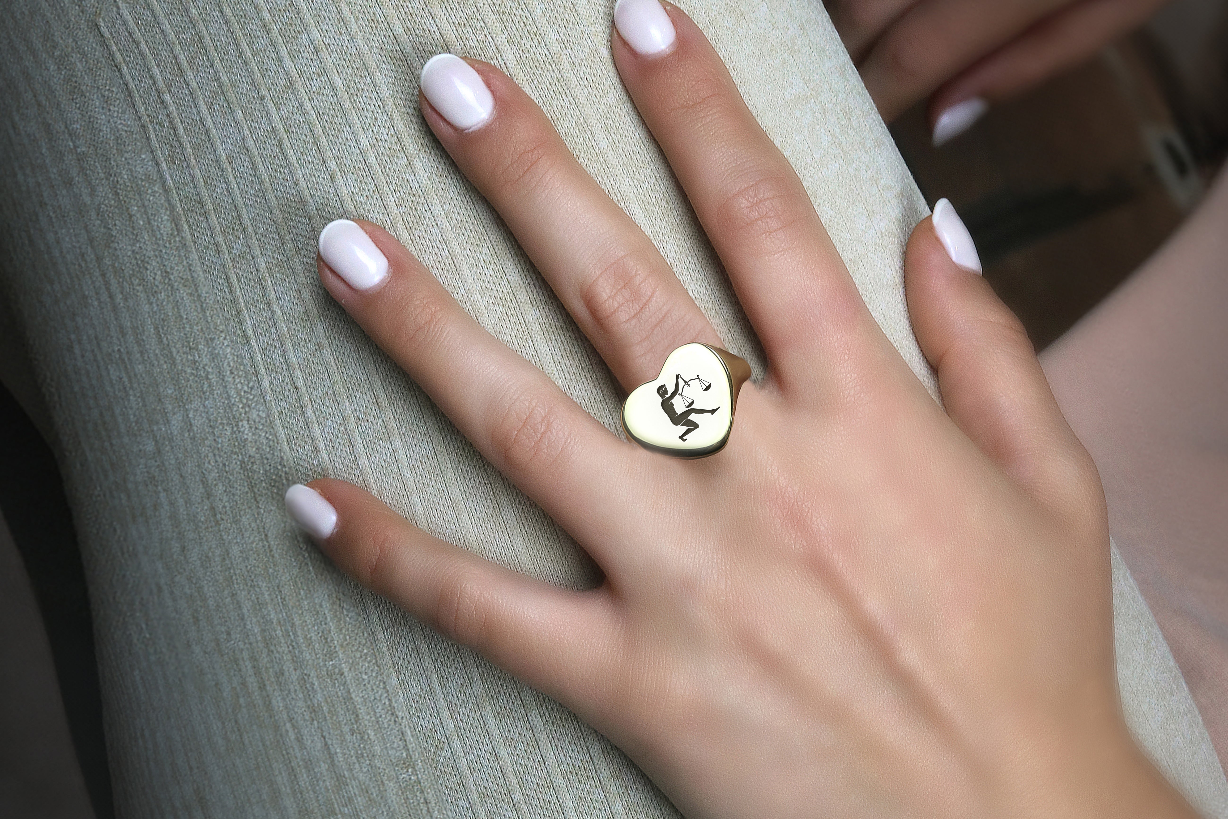 Engraved Libra Signet Ring