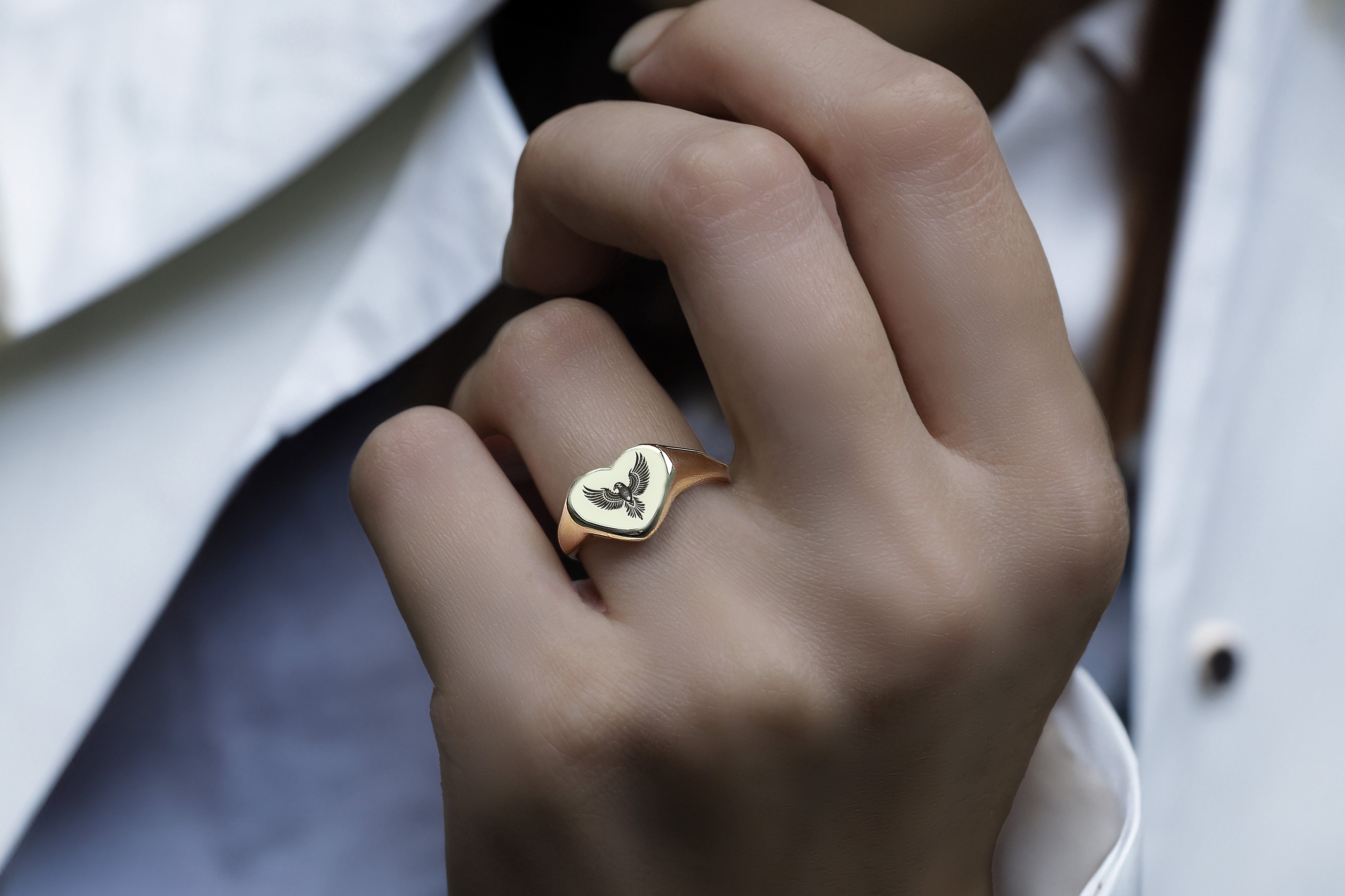 Engraved Tribal Eagle Ring
