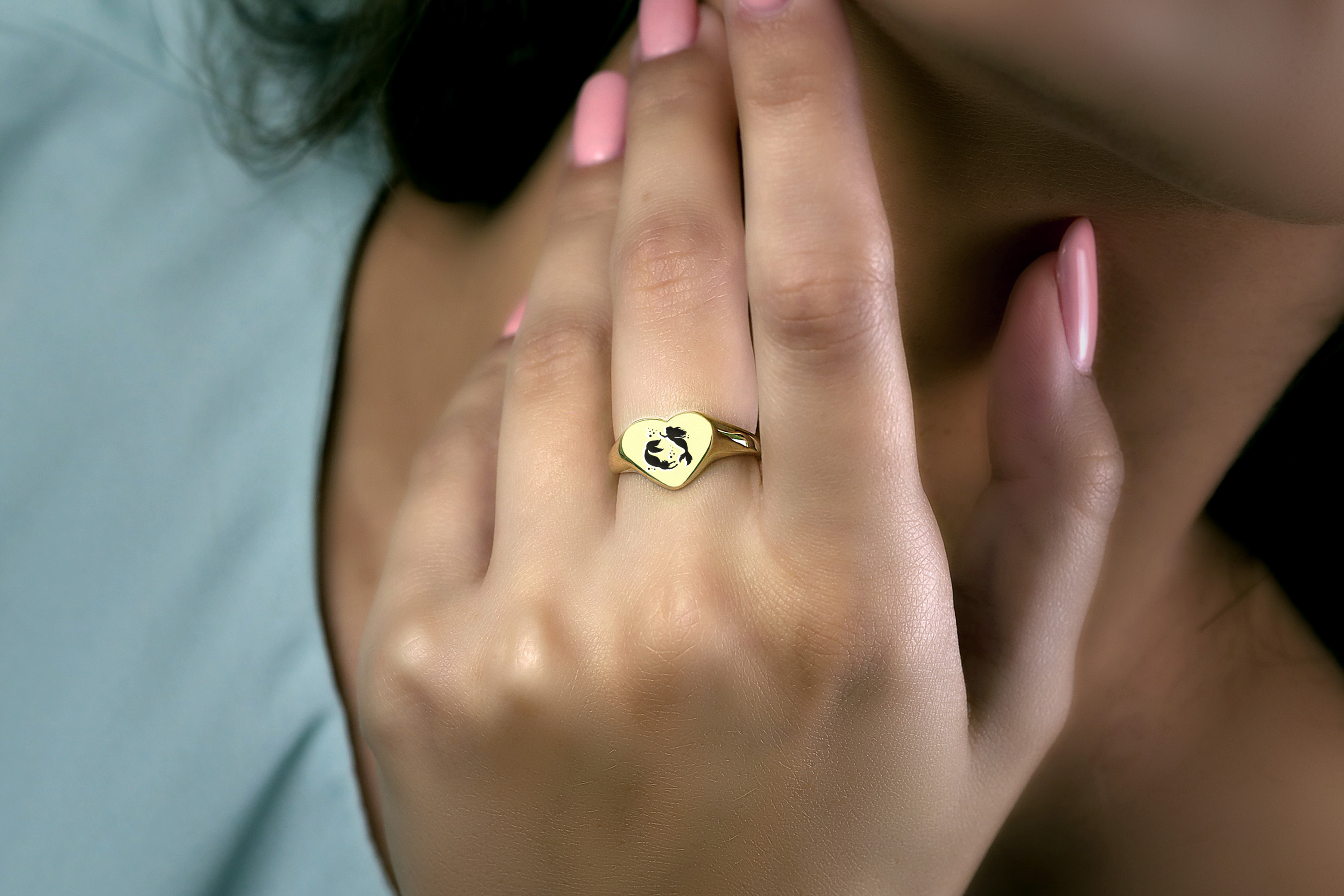 14k Gold Mermaid Signet Ring
