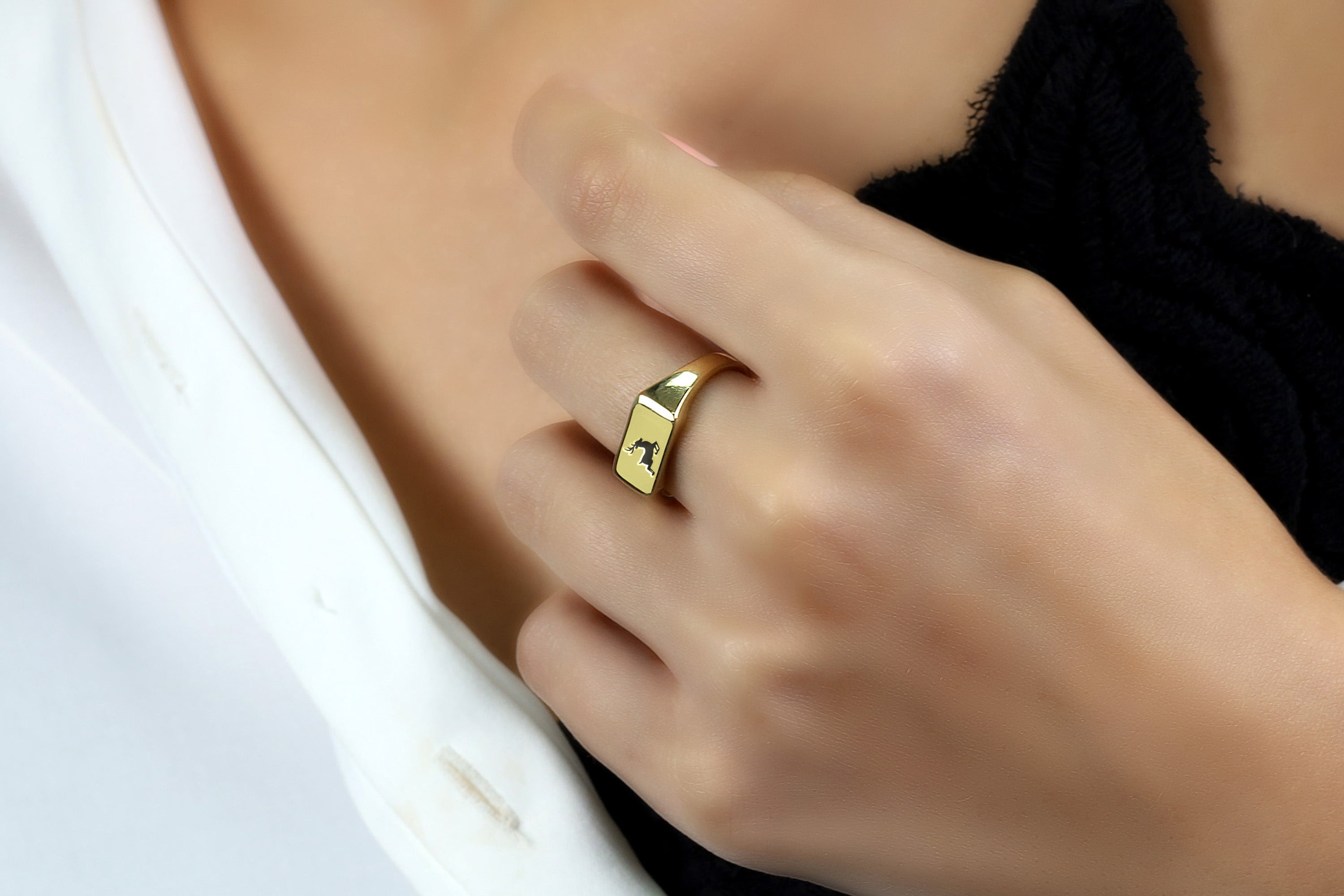 Gold Deer Signet Ring
