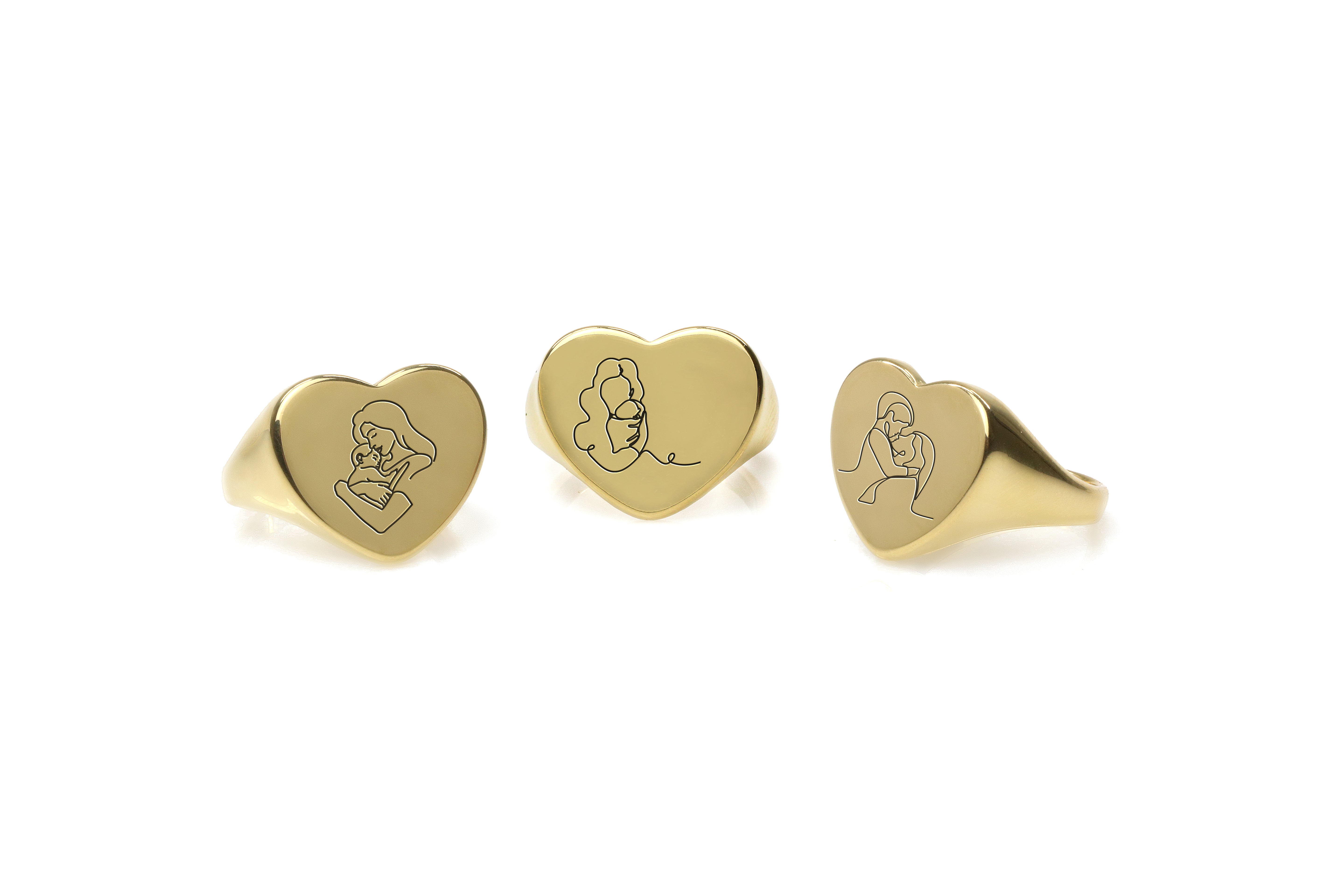 Mom And Baby Line Art Ring