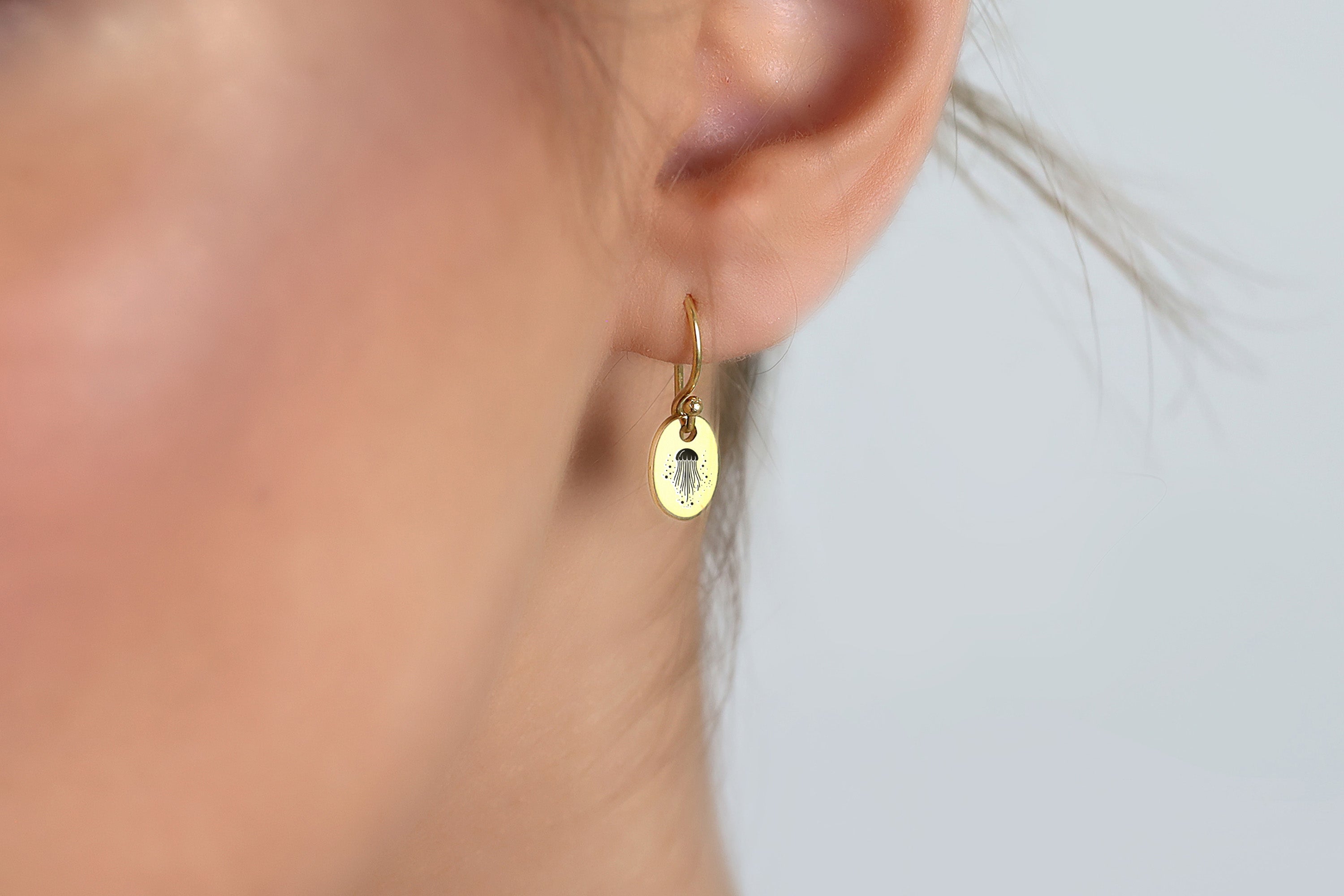 Engraved Jellyfish Earrings
