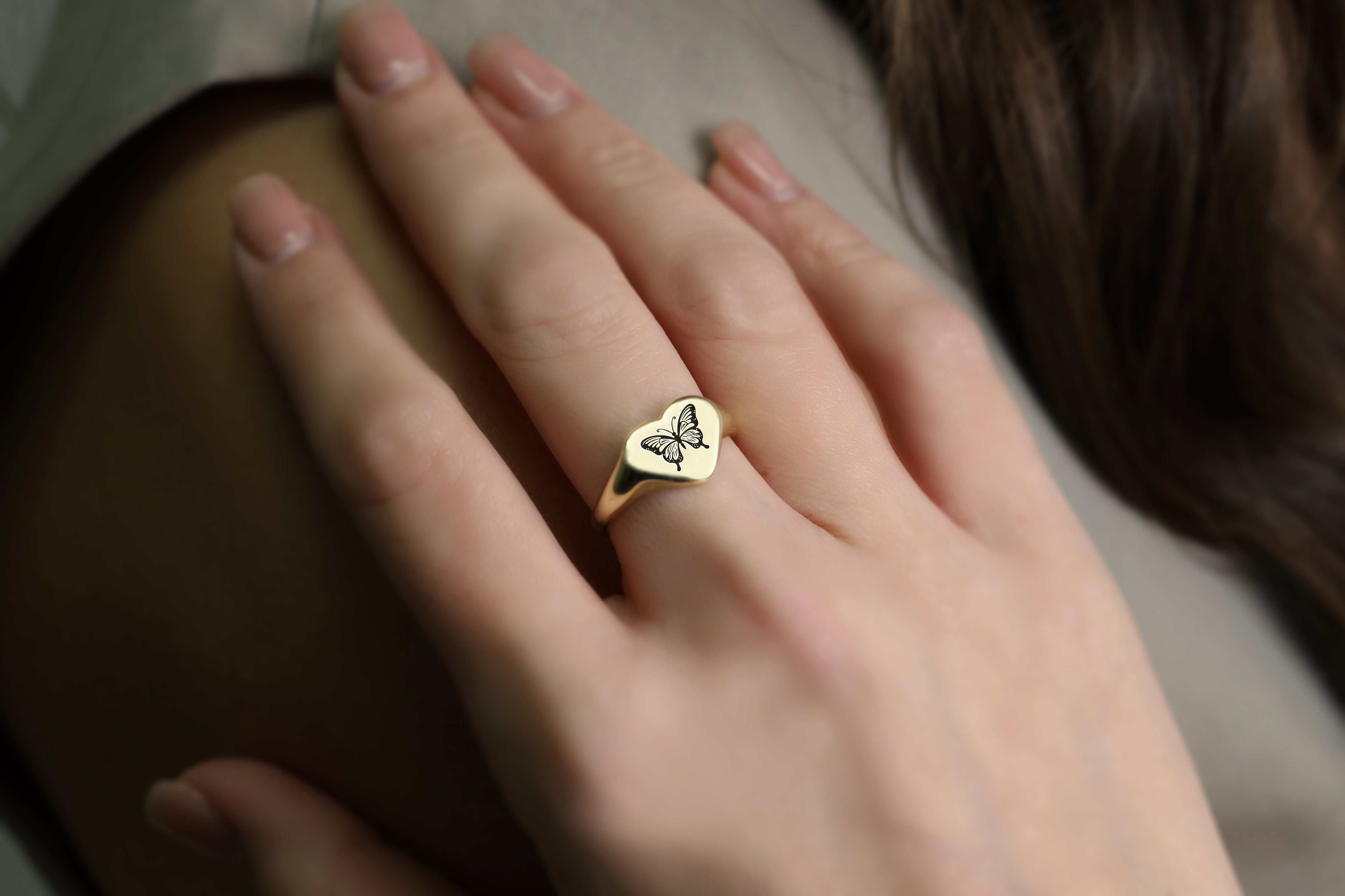 Engraved Butterfly Ring