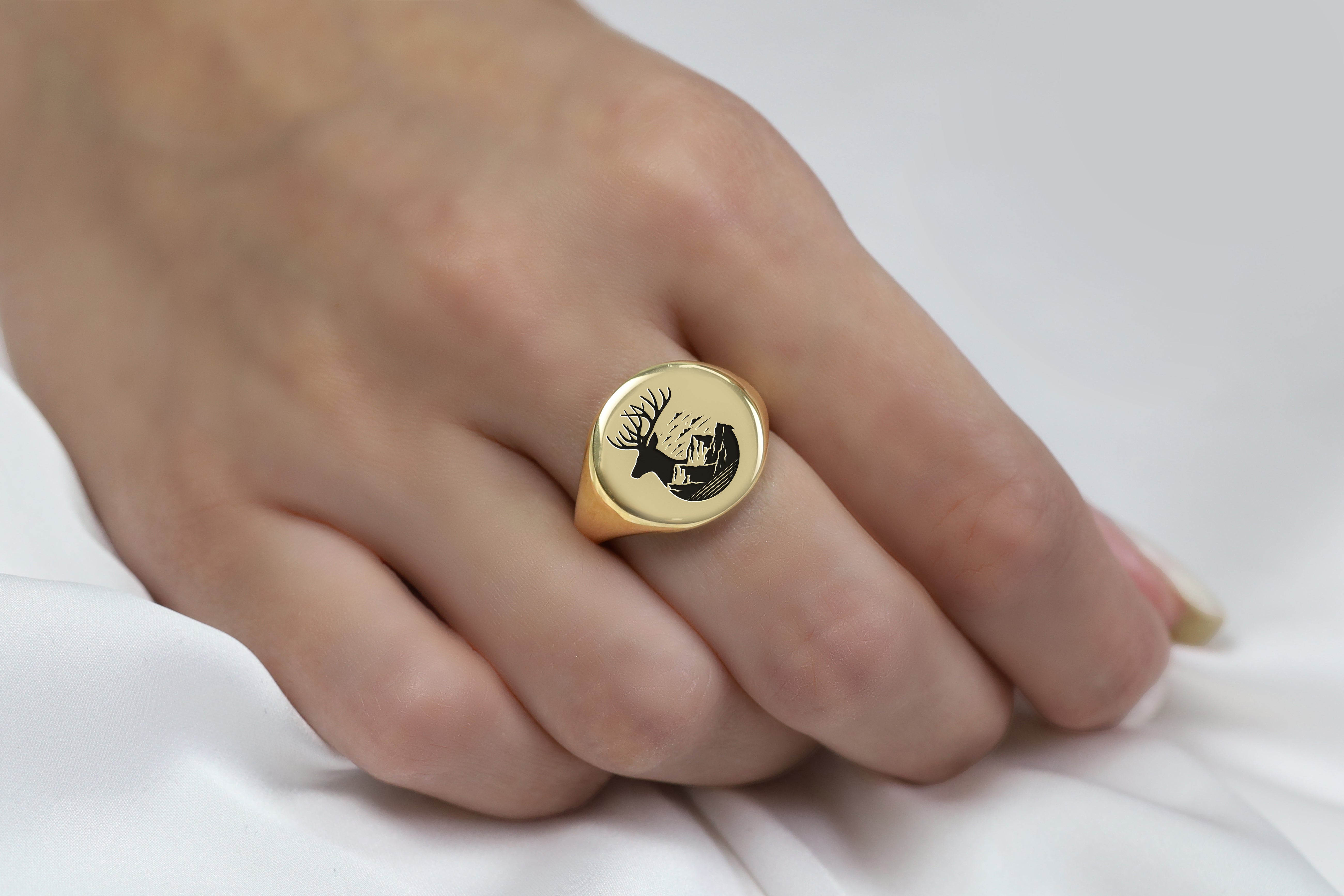 Engraved Cervus Signet Ring