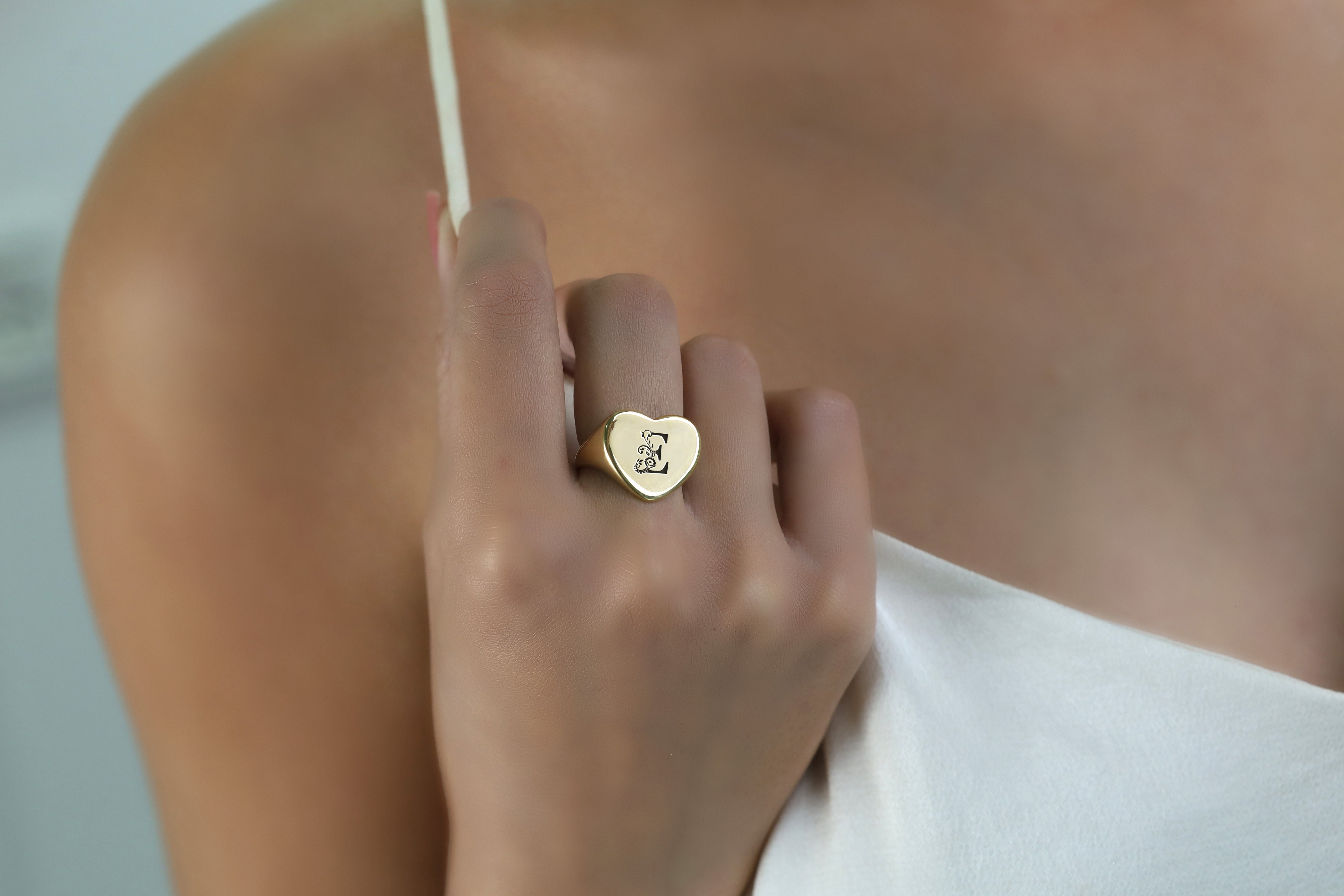 14k Gold Letter Signet Ring
