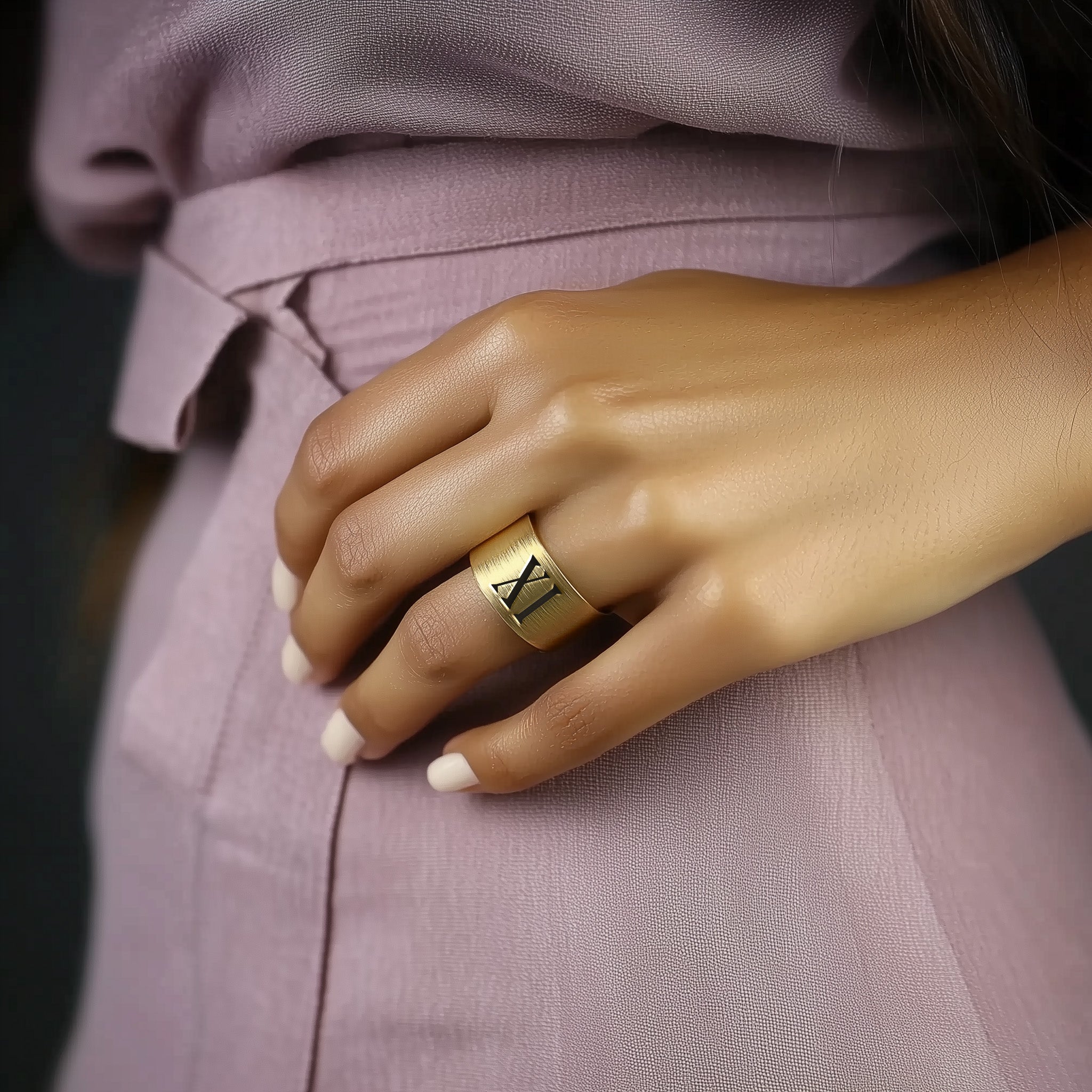 Latin Numbers Engraved Ring