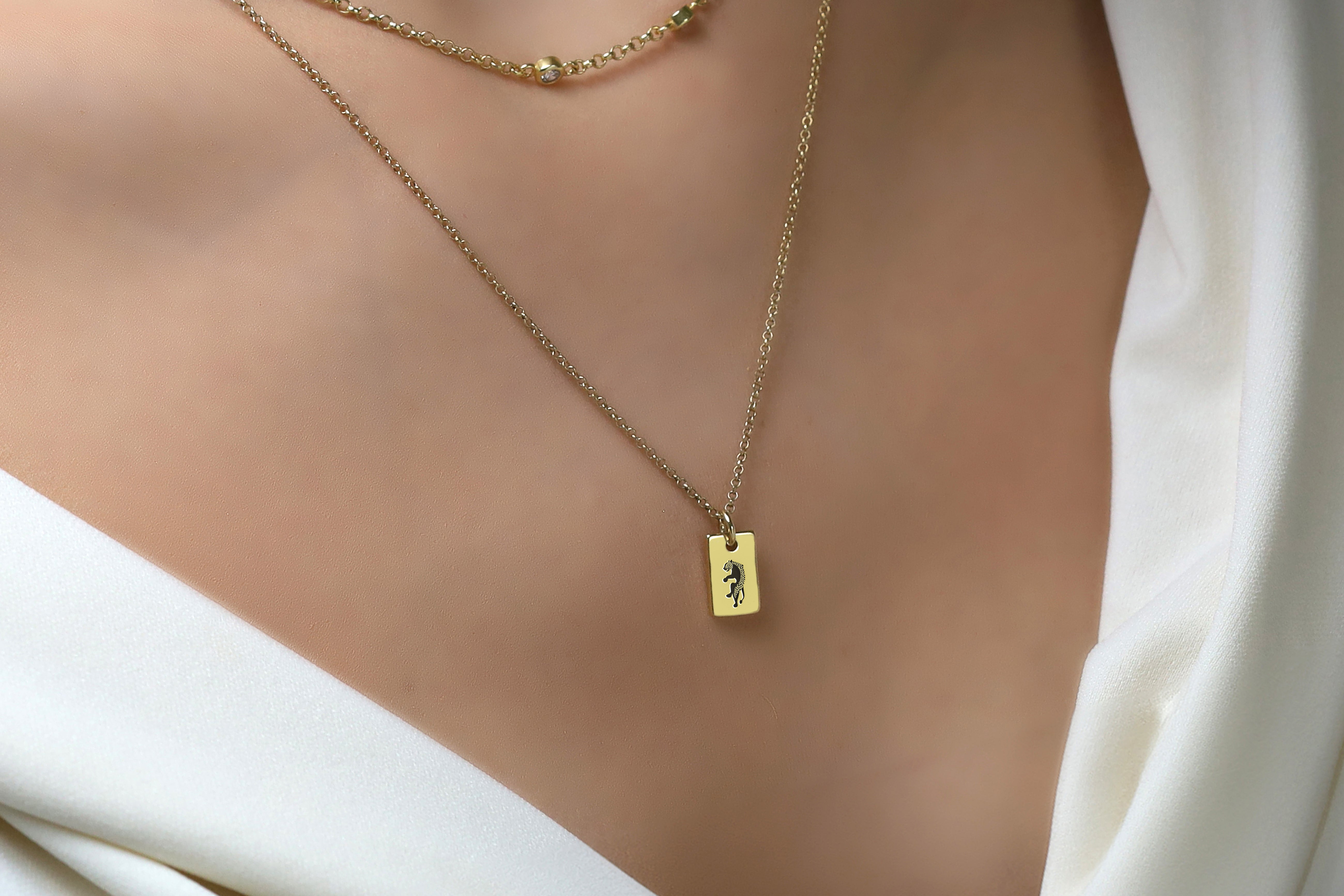 Engraved Jaguar Signet Necklace
