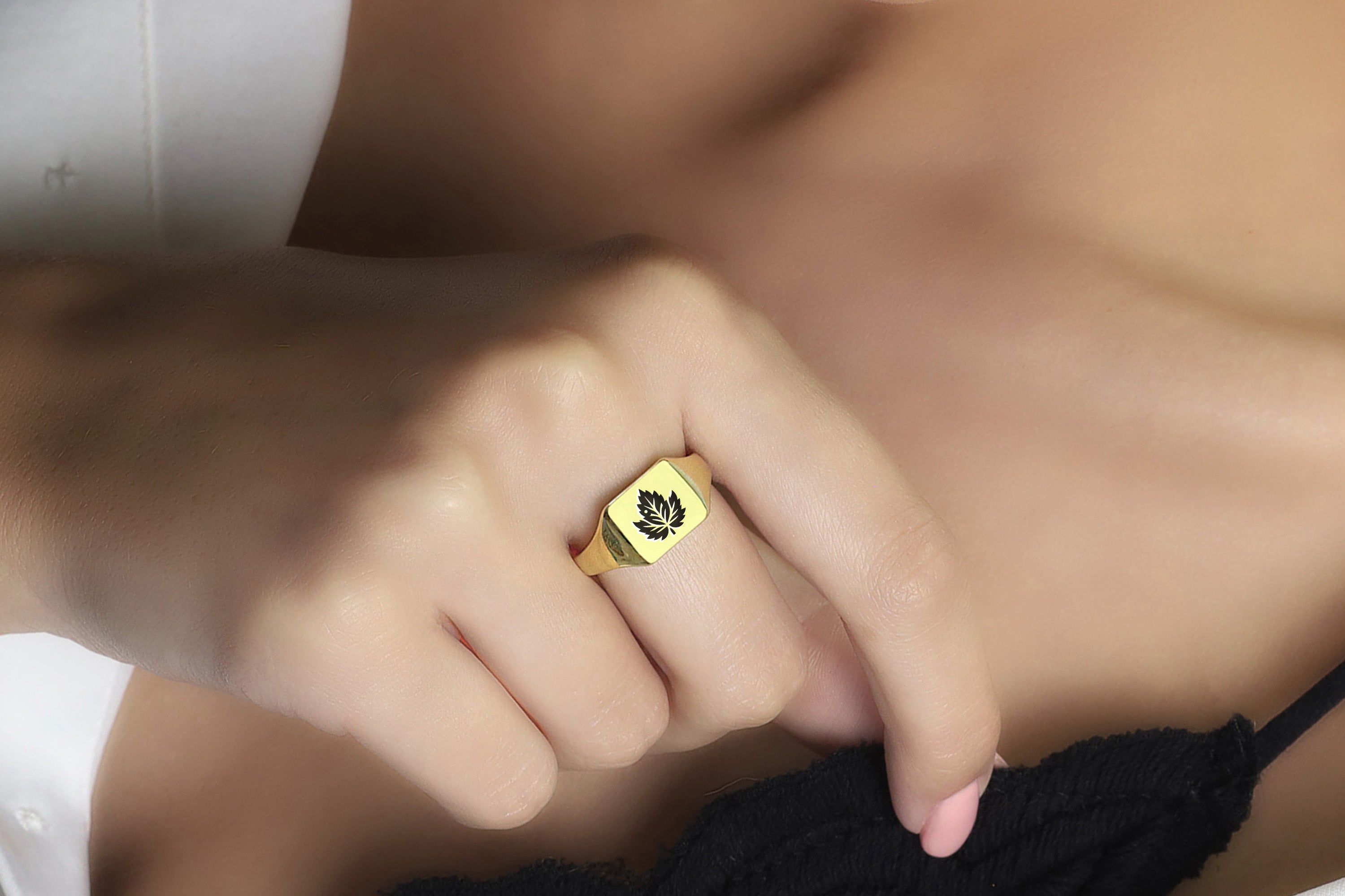 Maple Tree Leaf Signet Ring