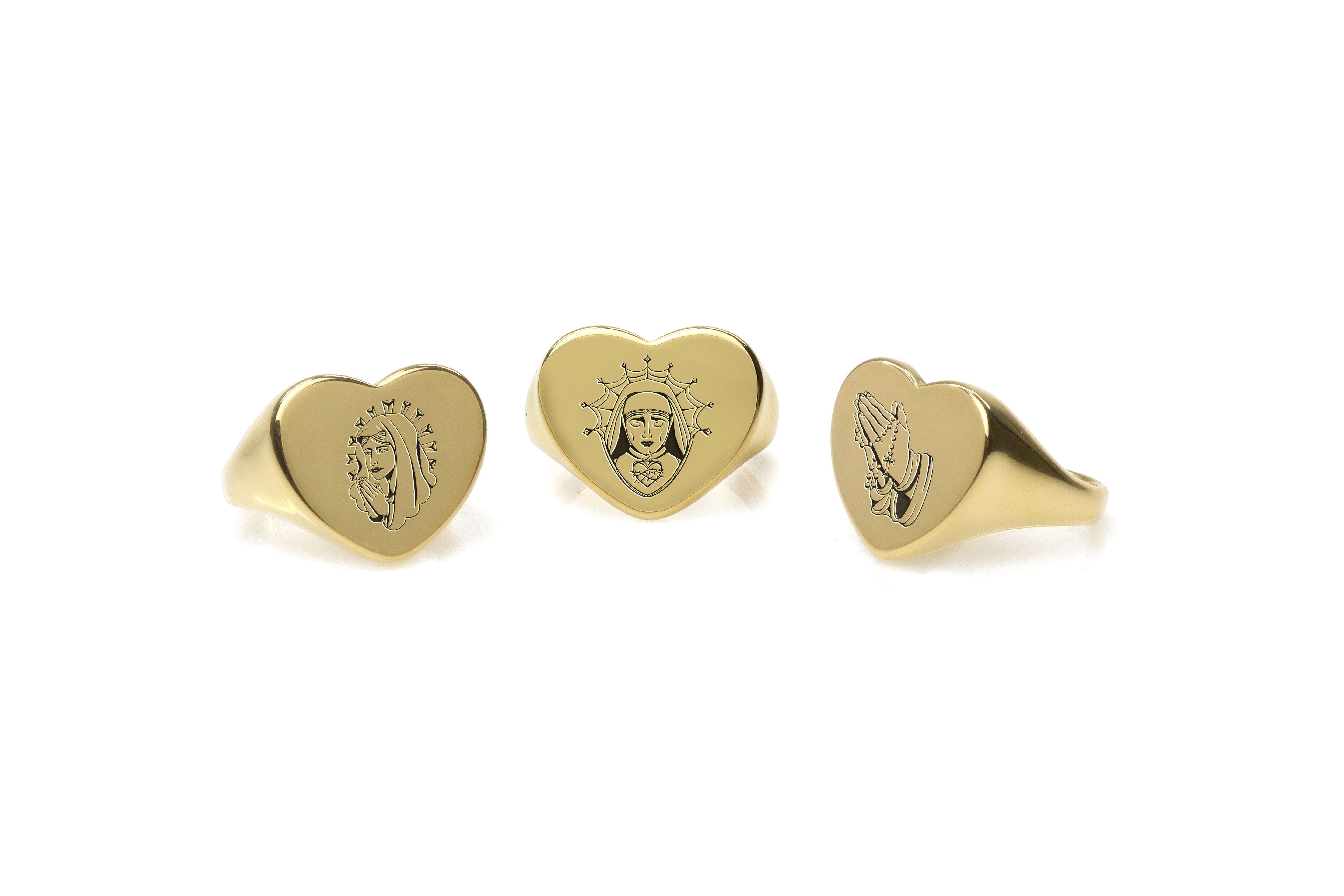 14k Gold Chicano Nun Signet Ring