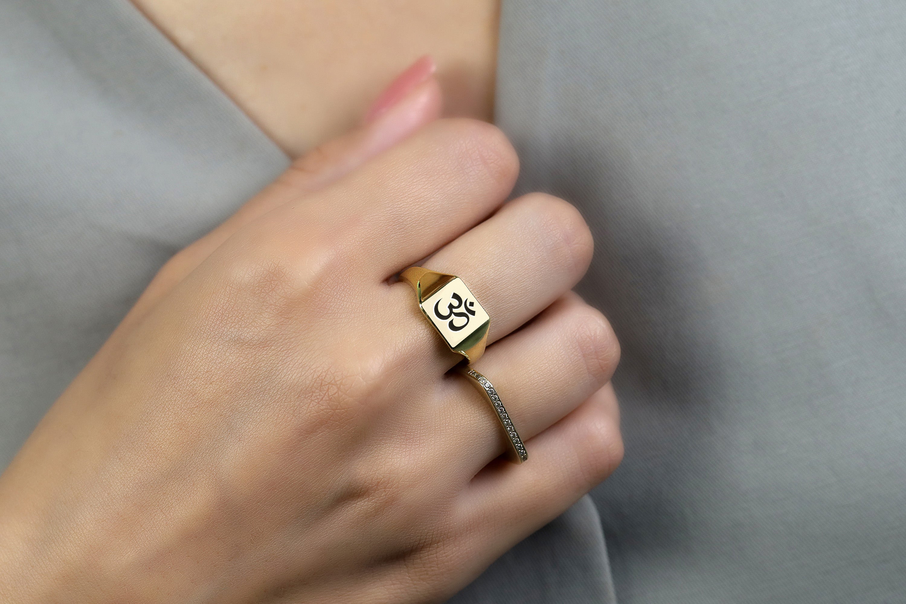 Engraved Om Signet Ring