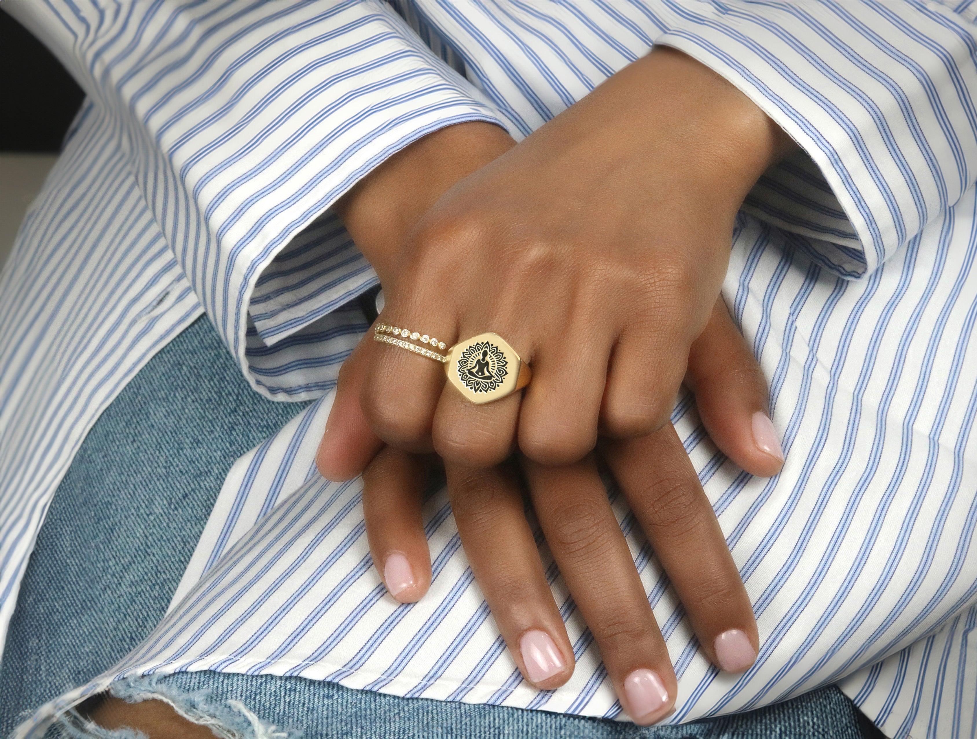Engraved Yoga Signet Ring