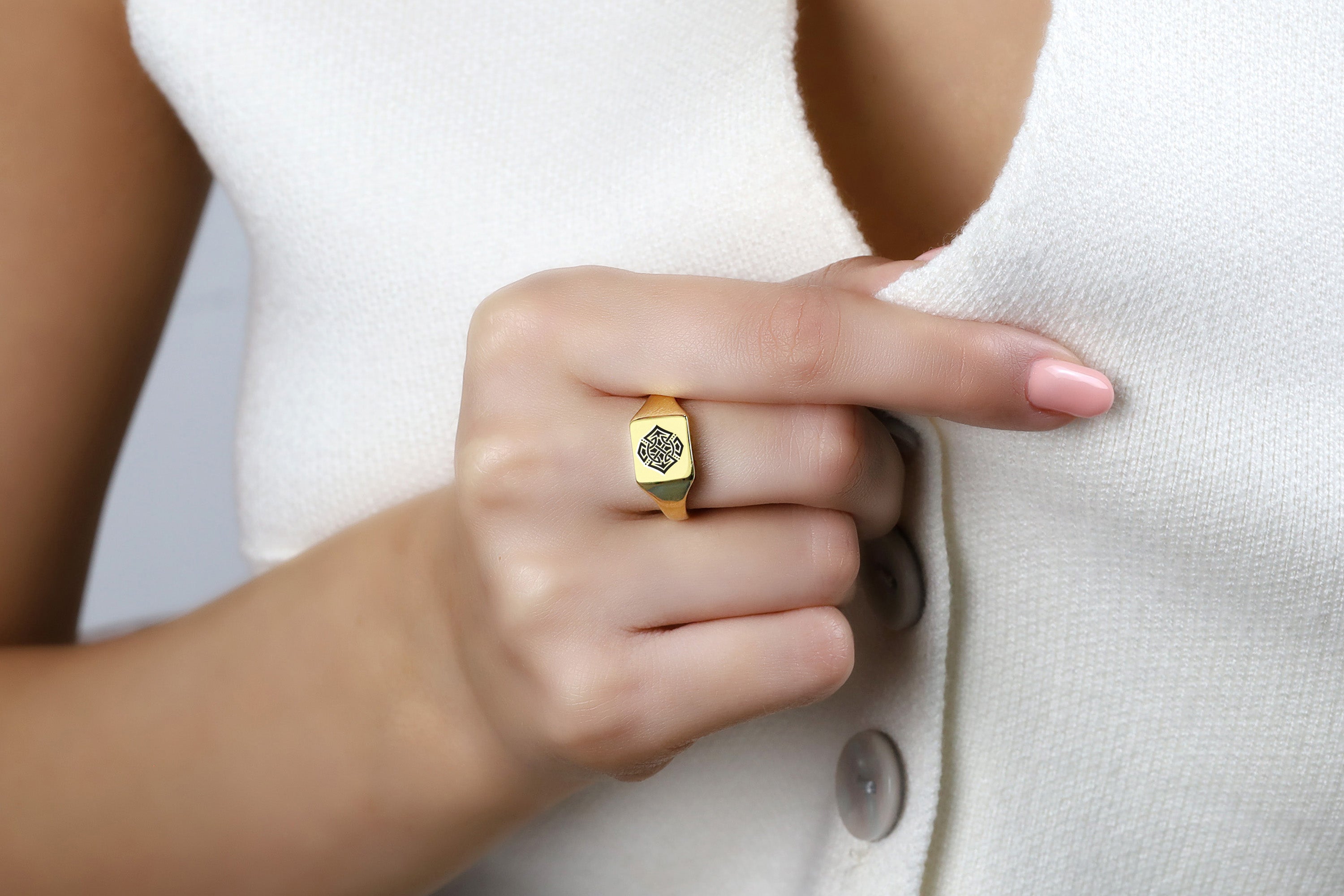 14k Gold Cross Signet Ring