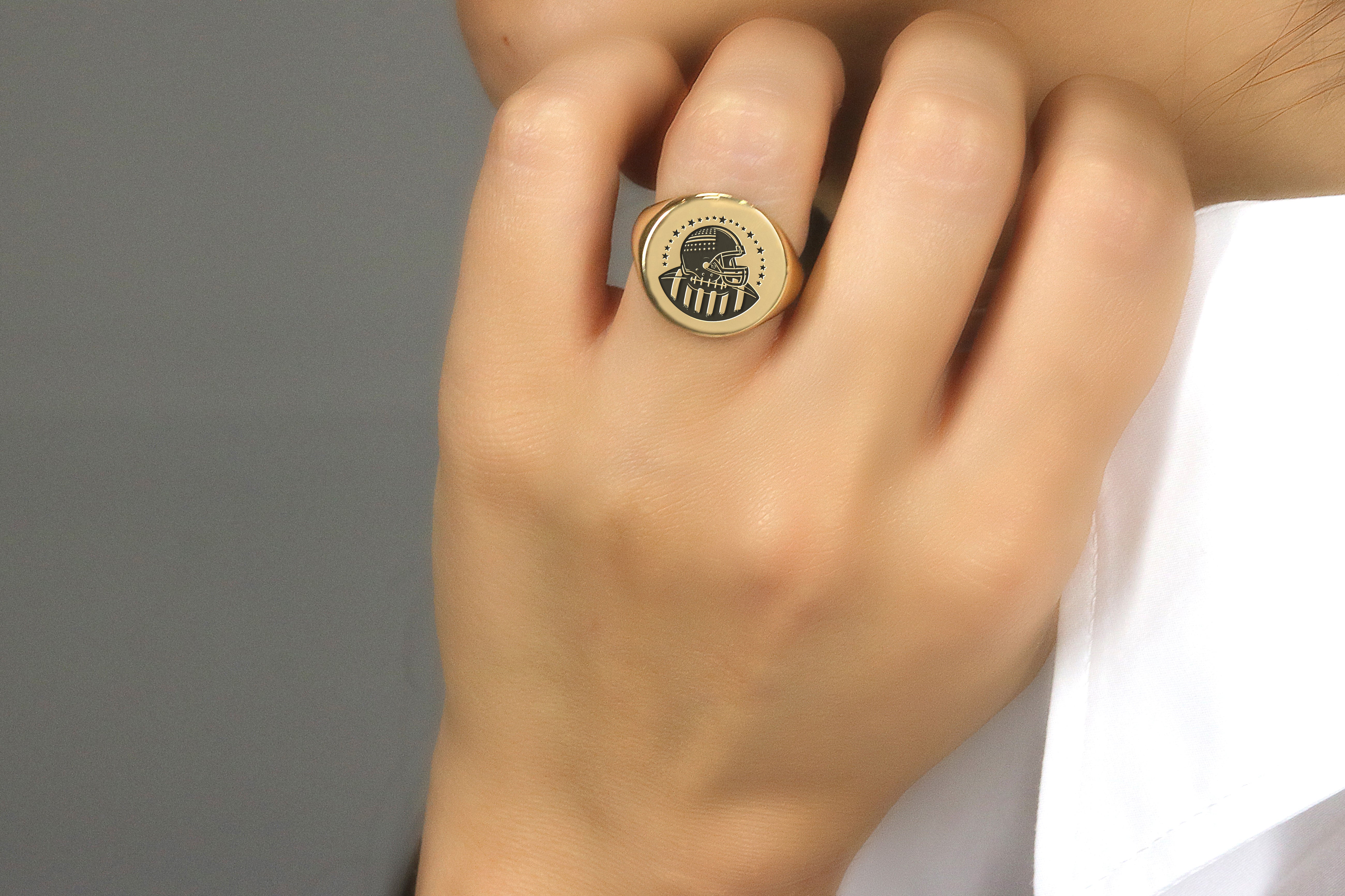 Engraved Football Helmet Ring