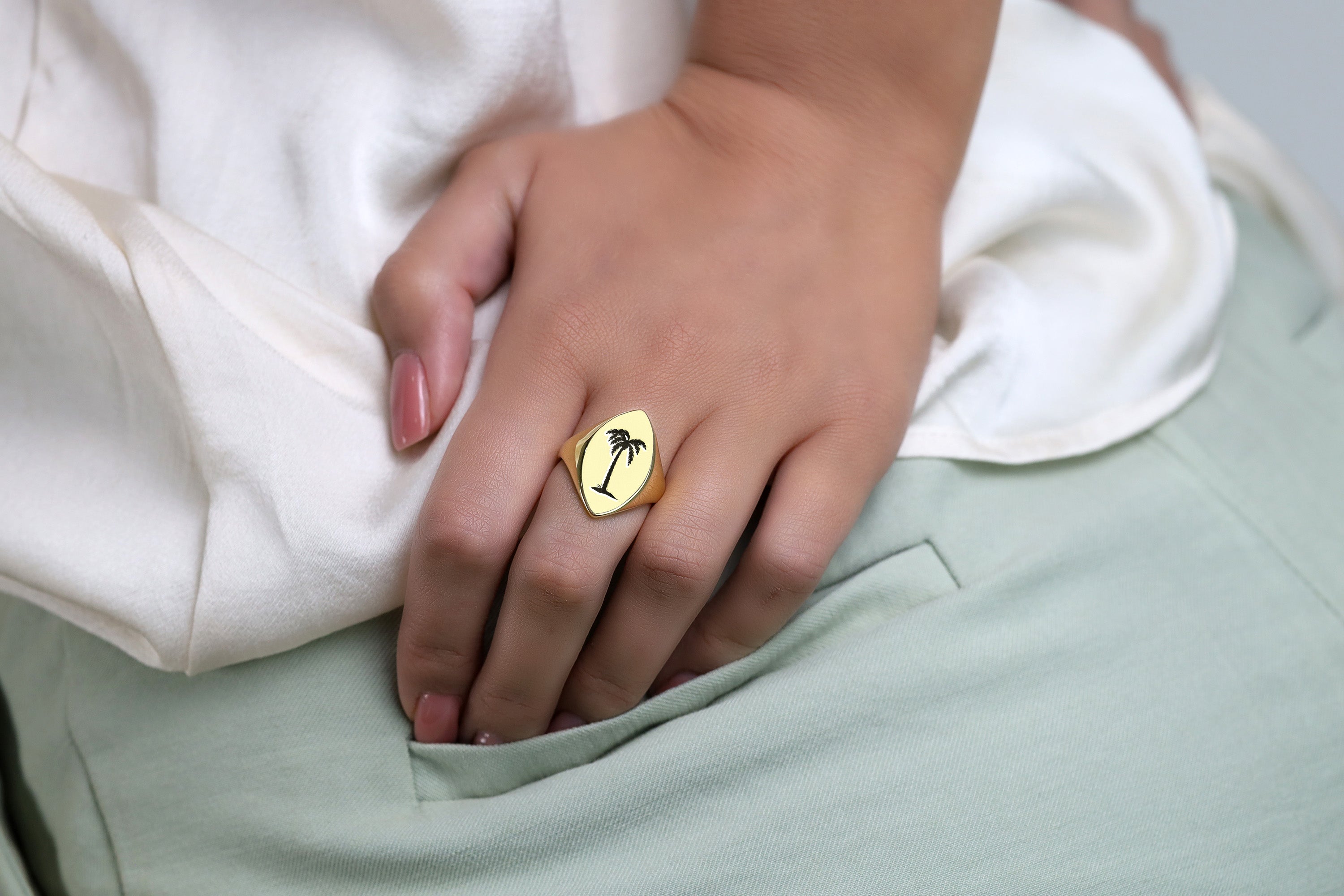 Palm Tree Signet Ring