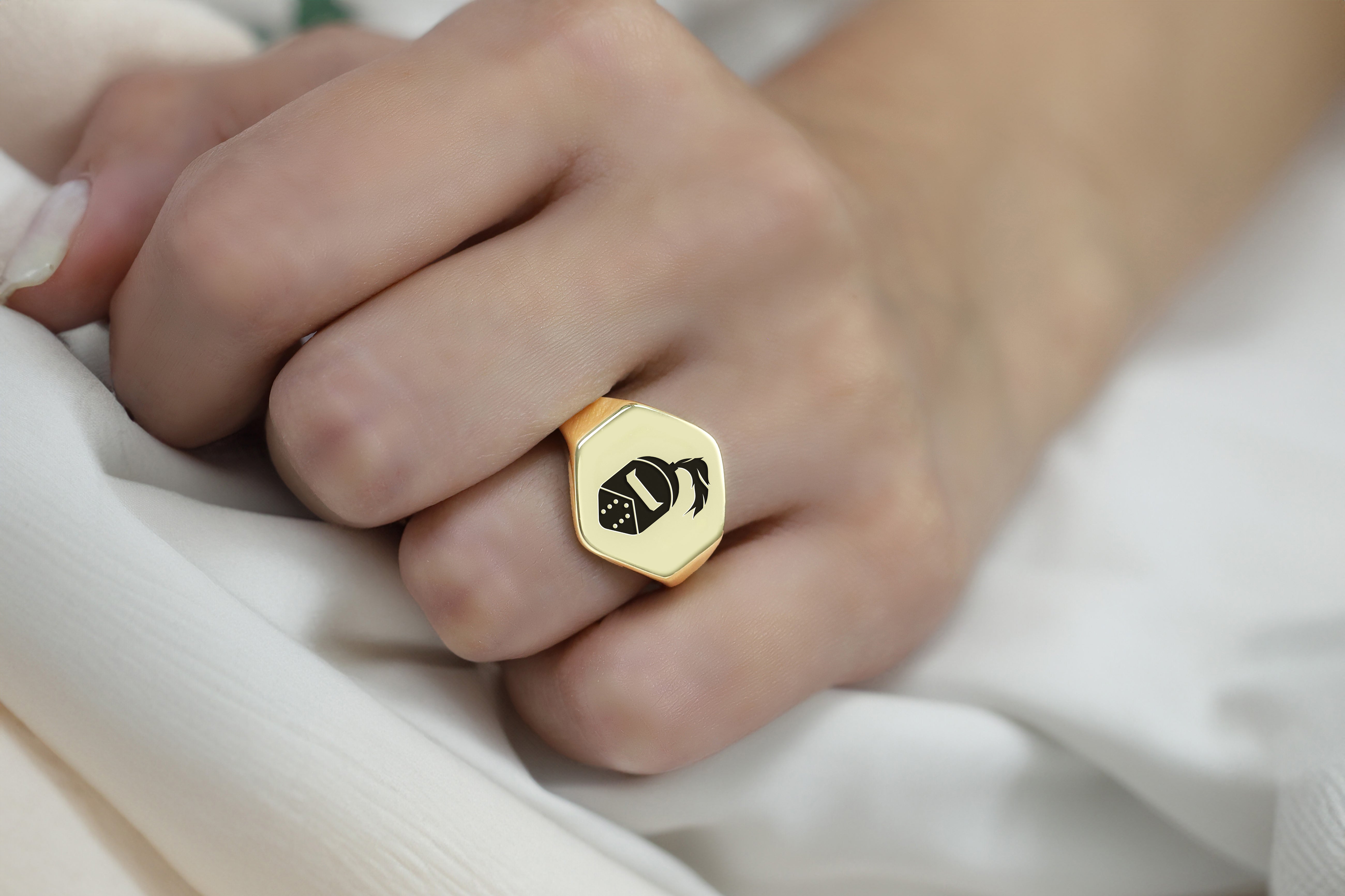 Engraved Knight Helmet Ring