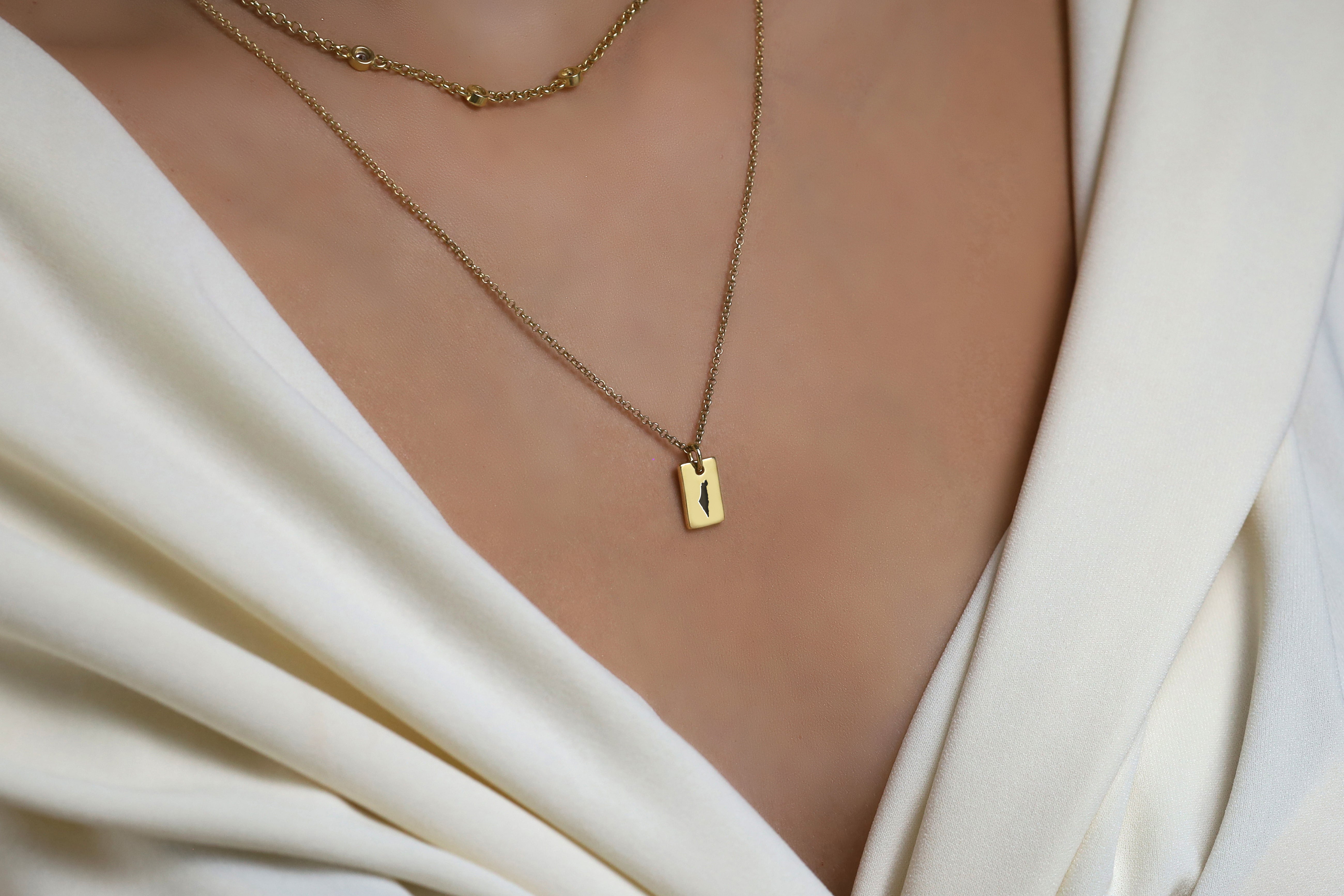 14k Gold Israel Map Necklace