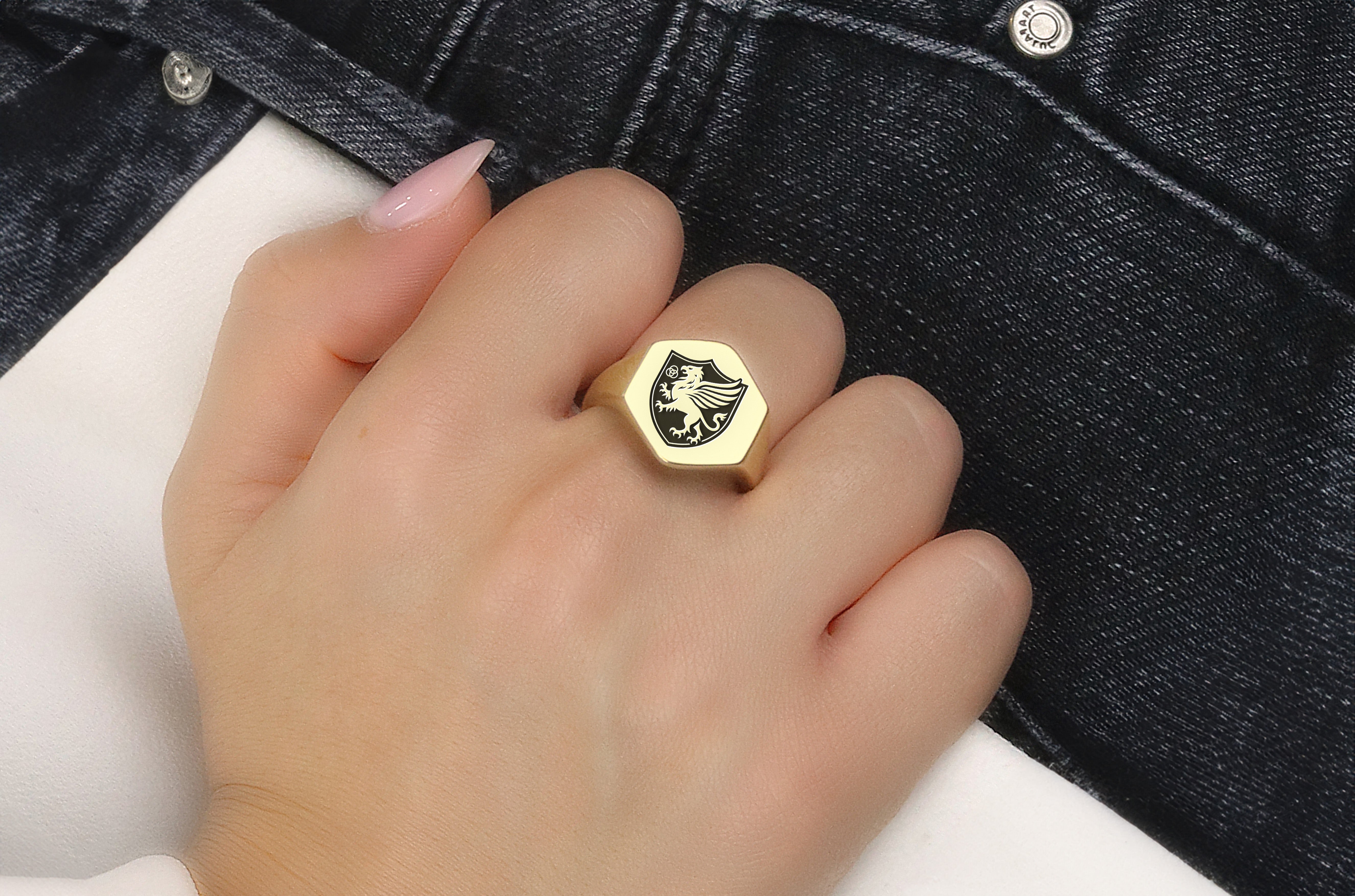 Griffin Crest Signet Ring in Gold