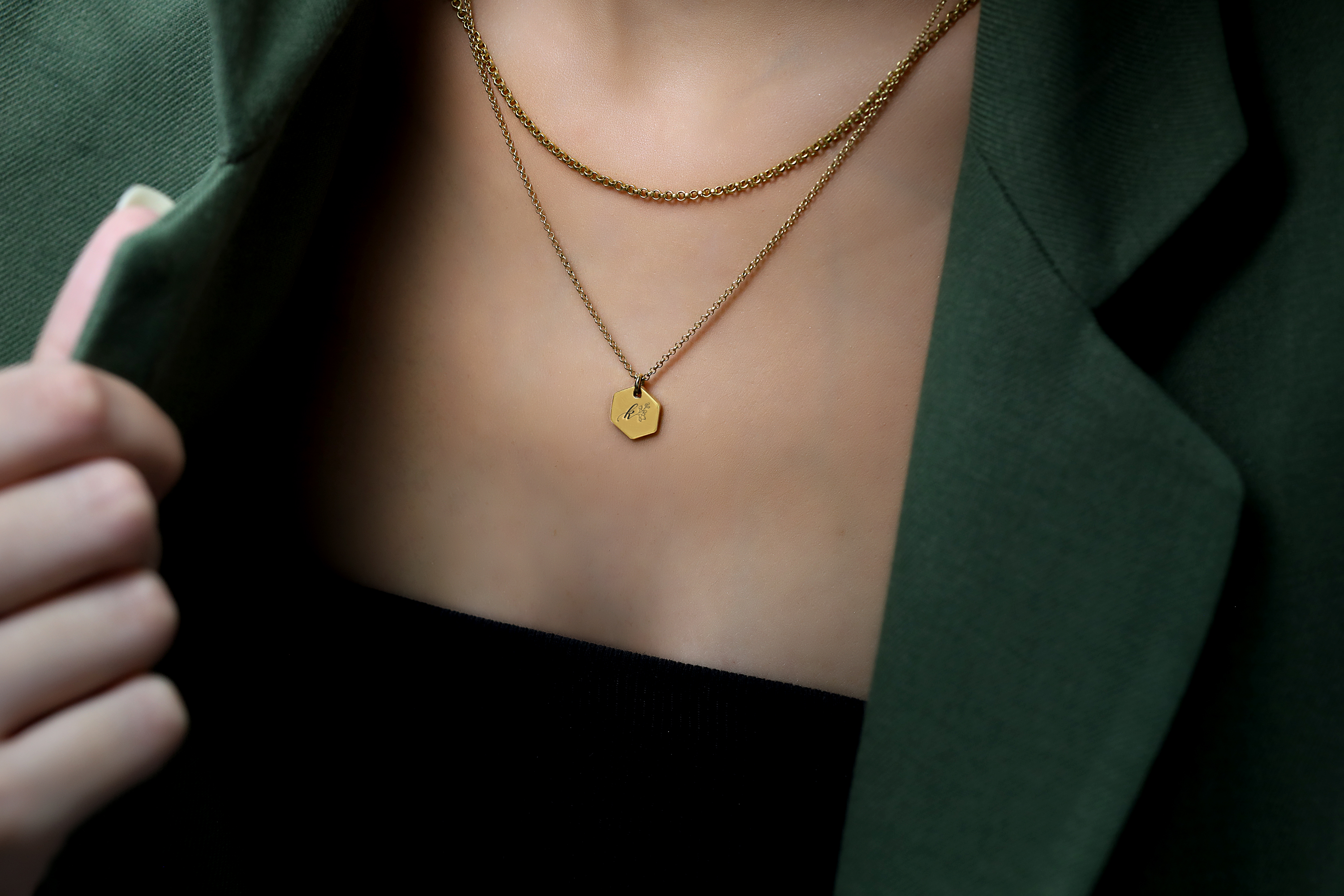 Gold Flowered Letter Necklace