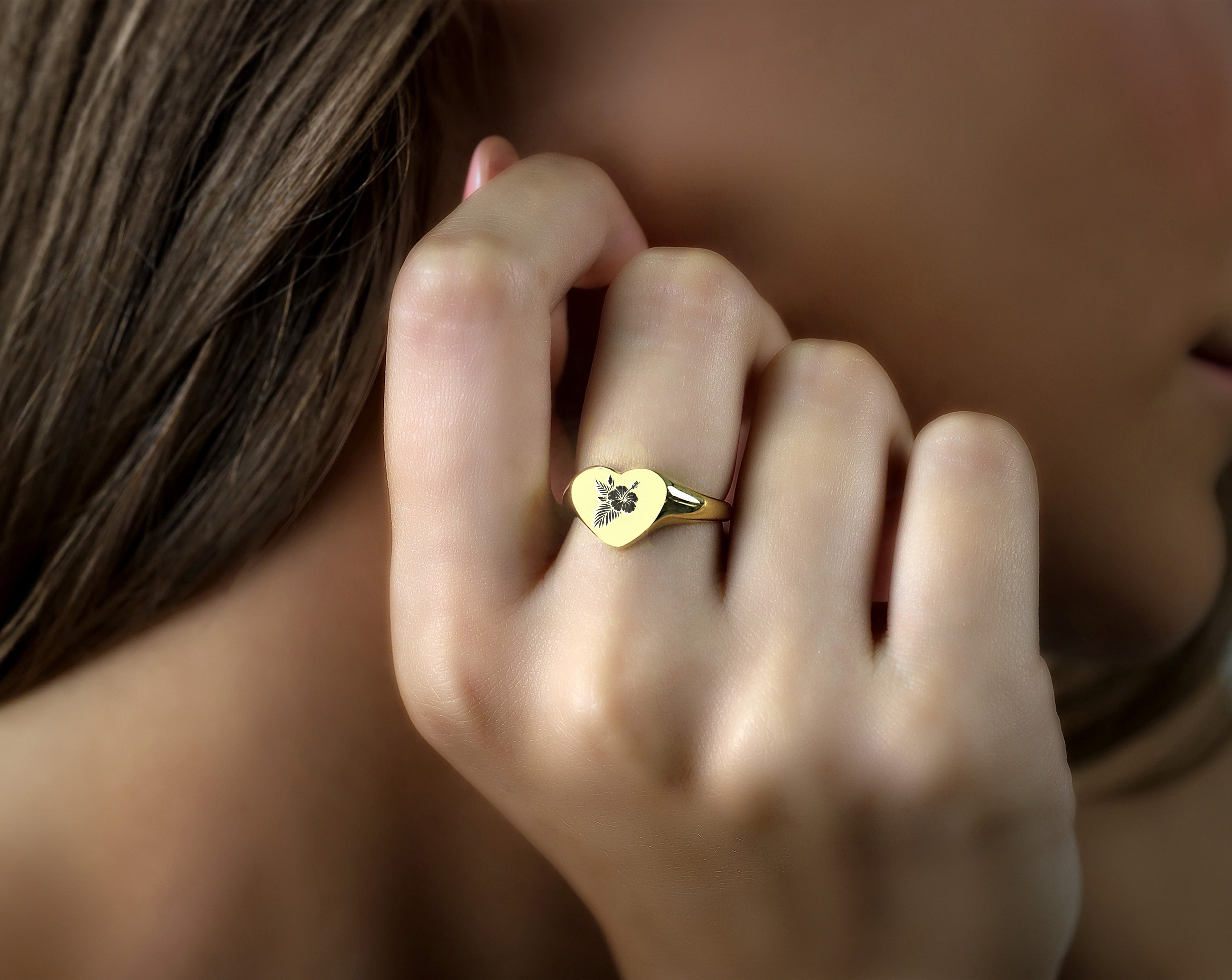 Hibiscus Signet Ring