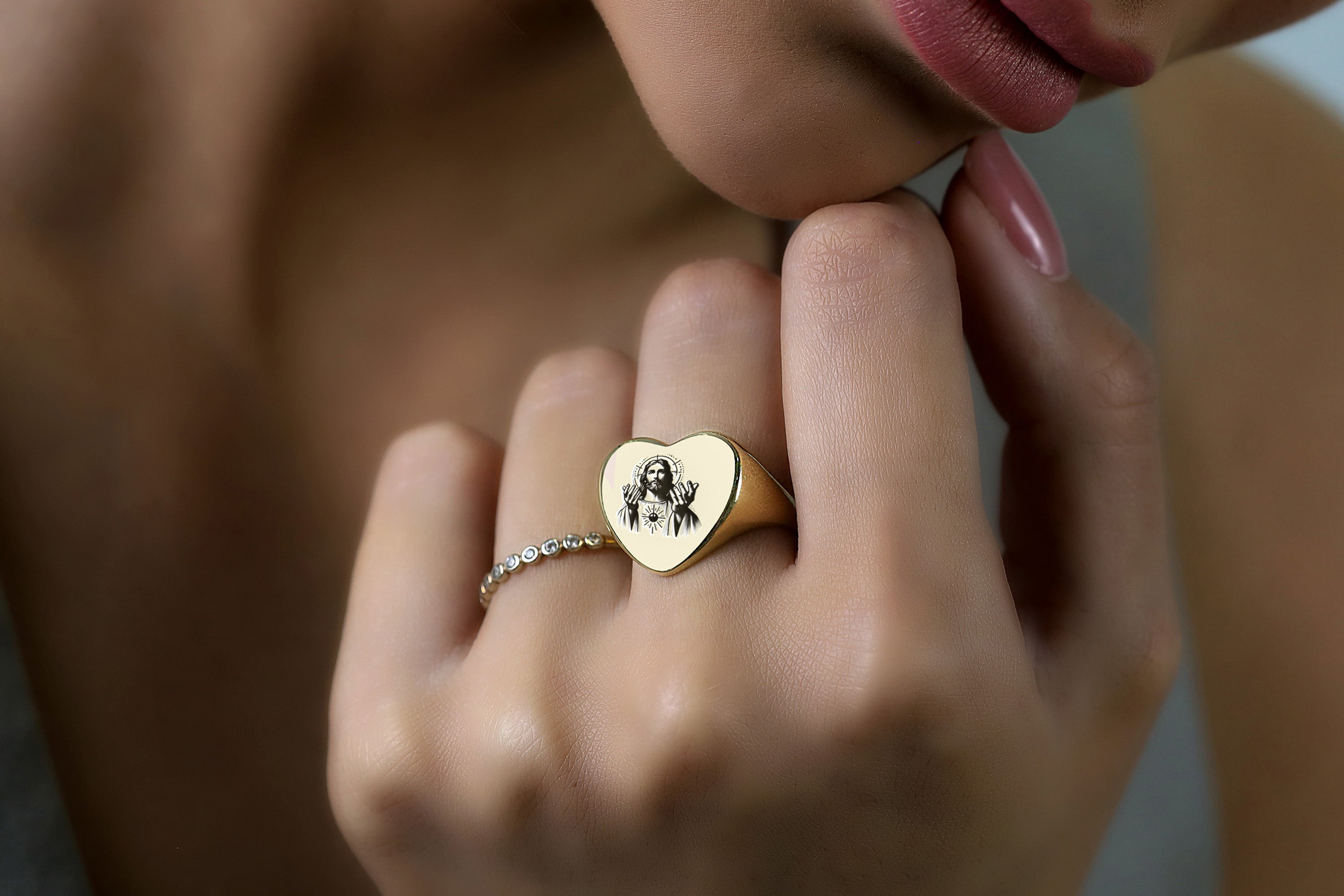 Lord Jesus Gold Signet Ring